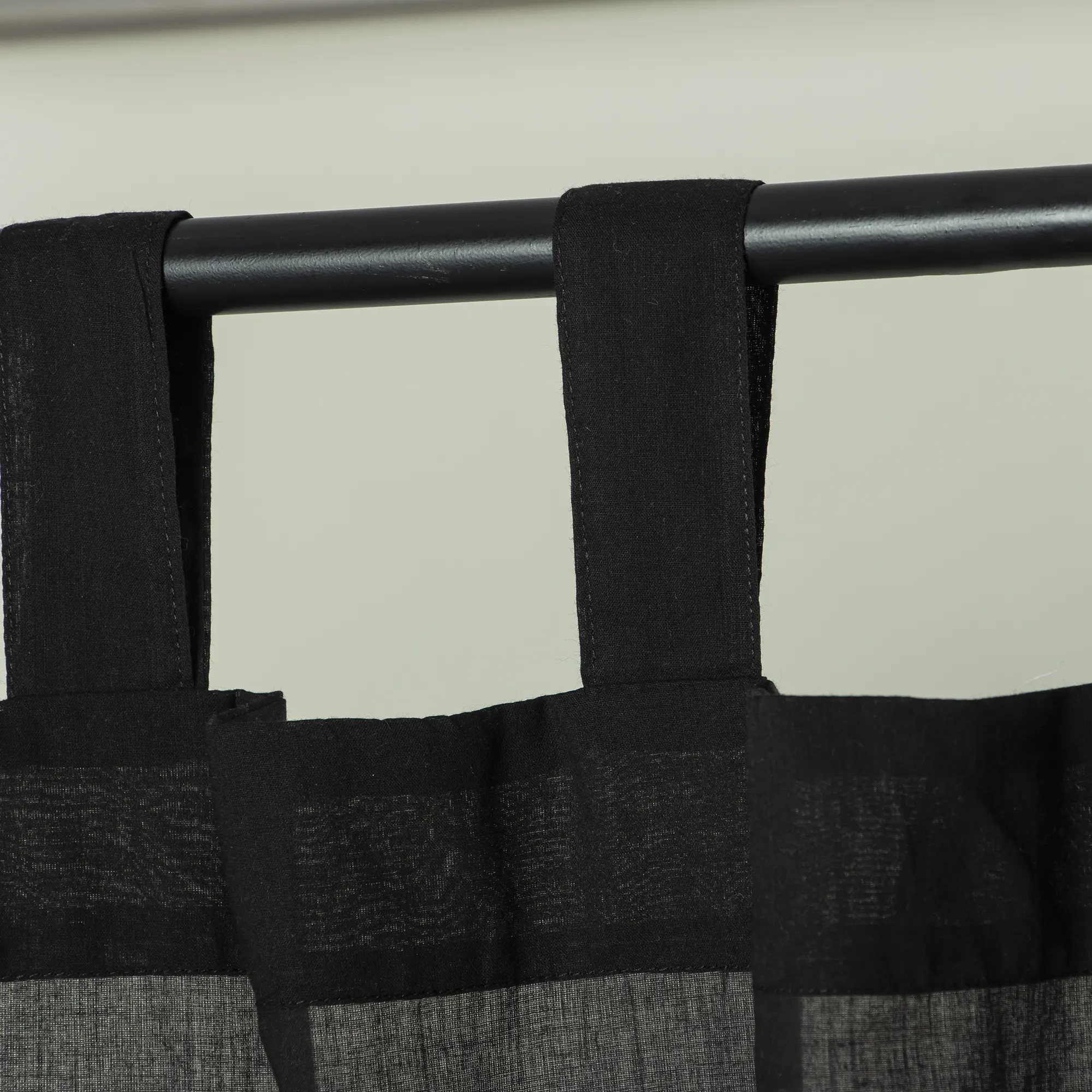 Modern Set of 2 Solid Handmade Cotton Kitchen Curtains - Image 4