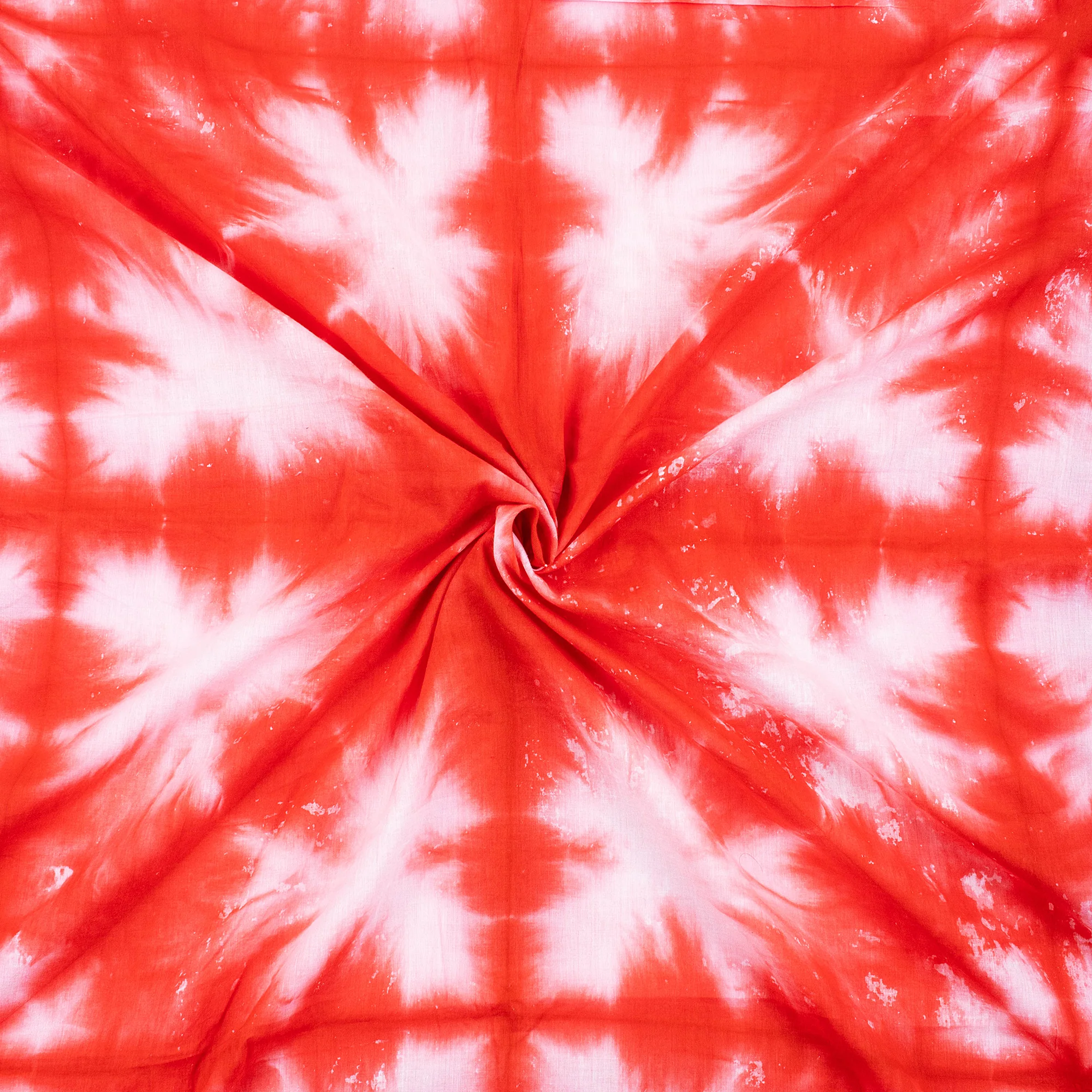 Modern Handmade Orange Cotton Tie Dye Shibori Fabric - Image 2