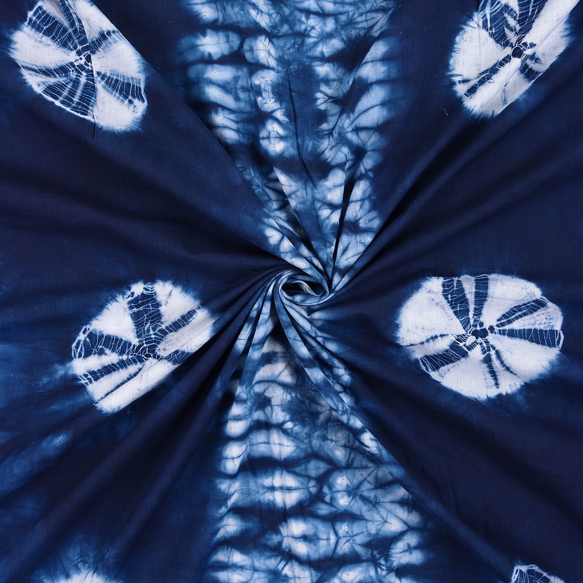 Modern Indian Hand Dyed Shibori Blue Fabric - Image 3