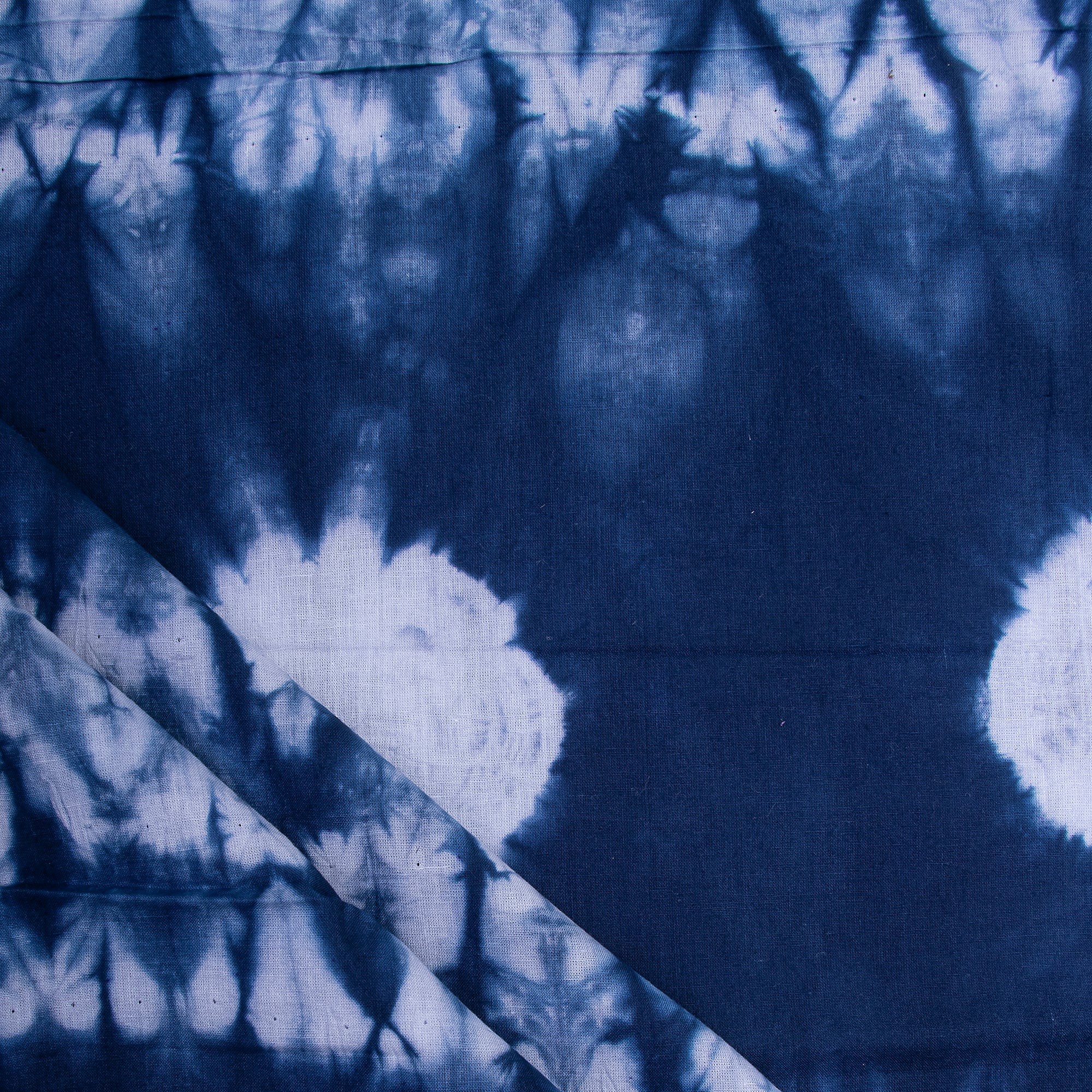 Modern Indian Hand Dyed Shibori Blue Fabric - Image 4