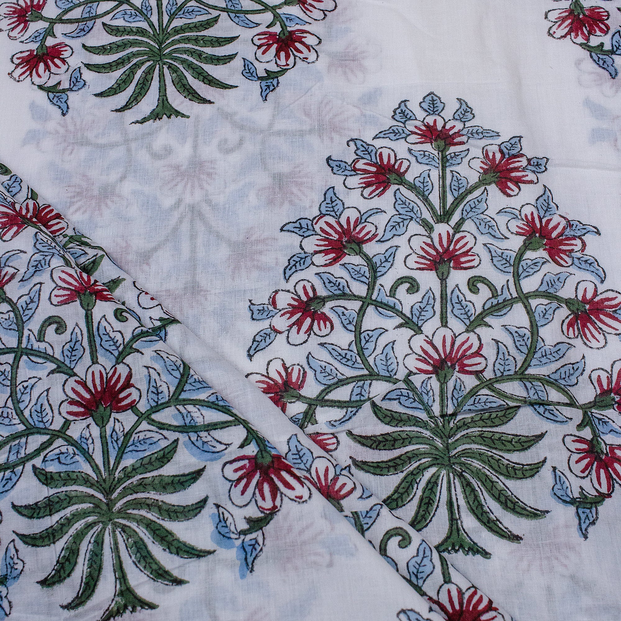 Modern Red Boota Hand Block Print Fabric for Dress Material - Image 3