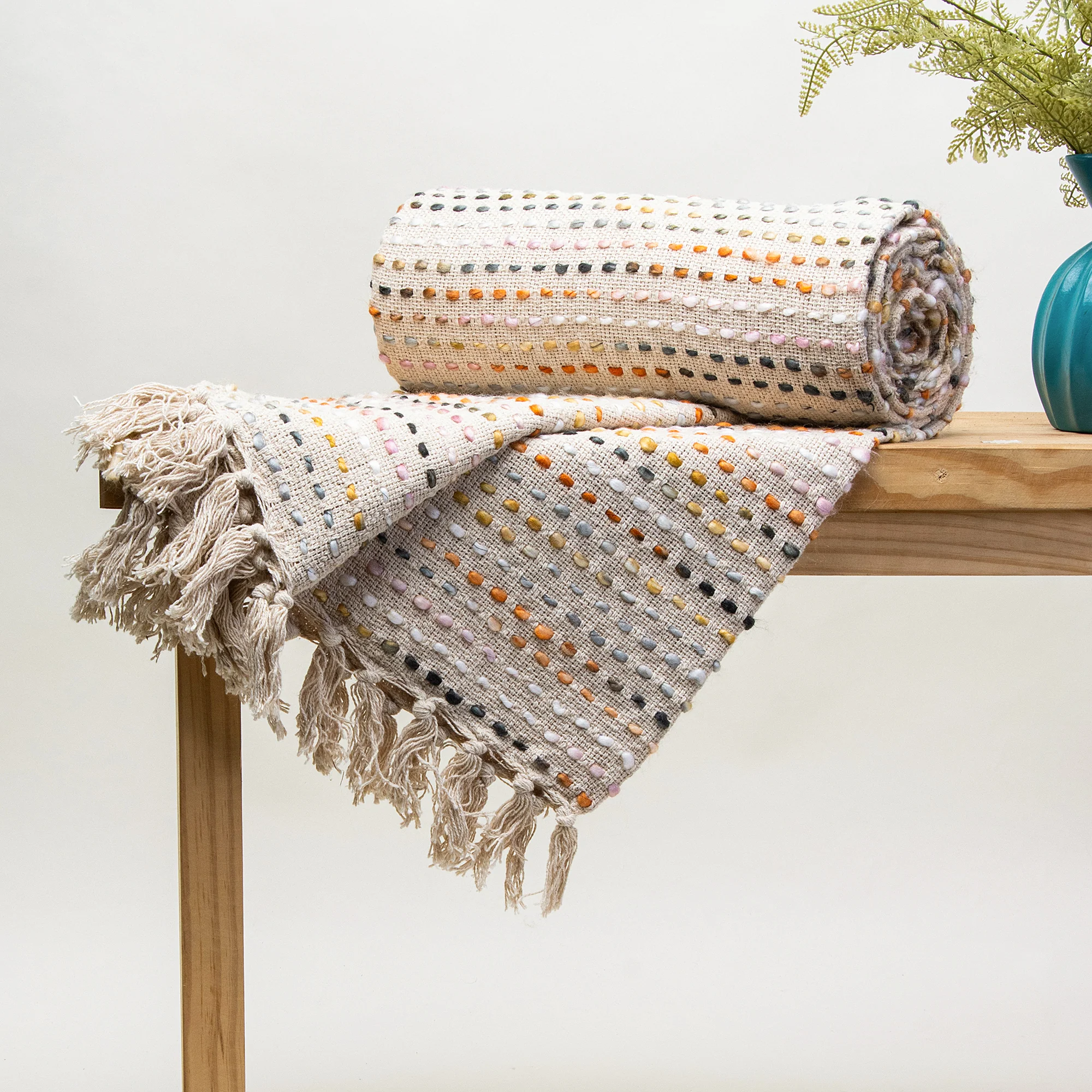 Modern Reversible Cotton Woven Blanket For Sofa