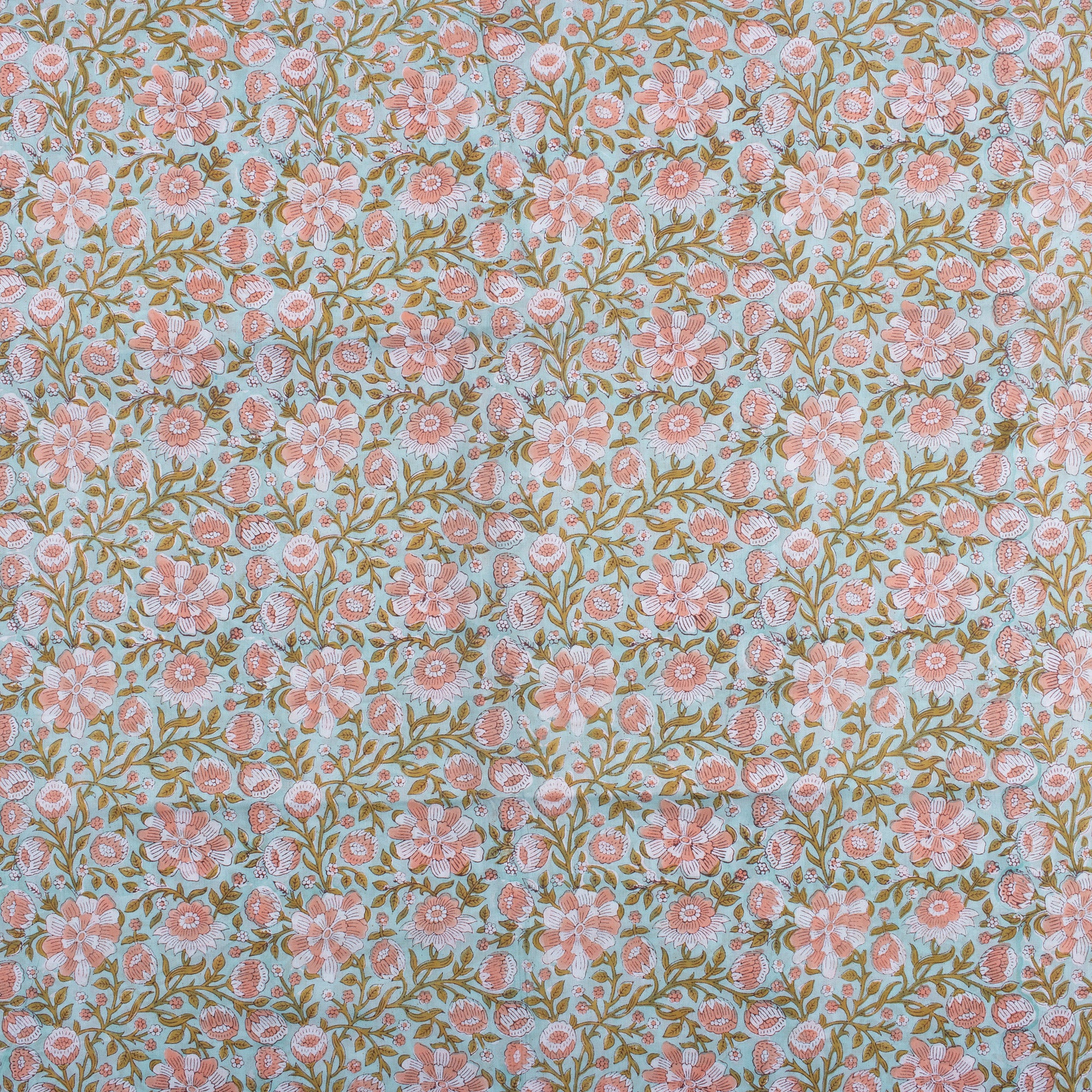 Multi Floral Handmde Printed Cotton Fabric - Image 2