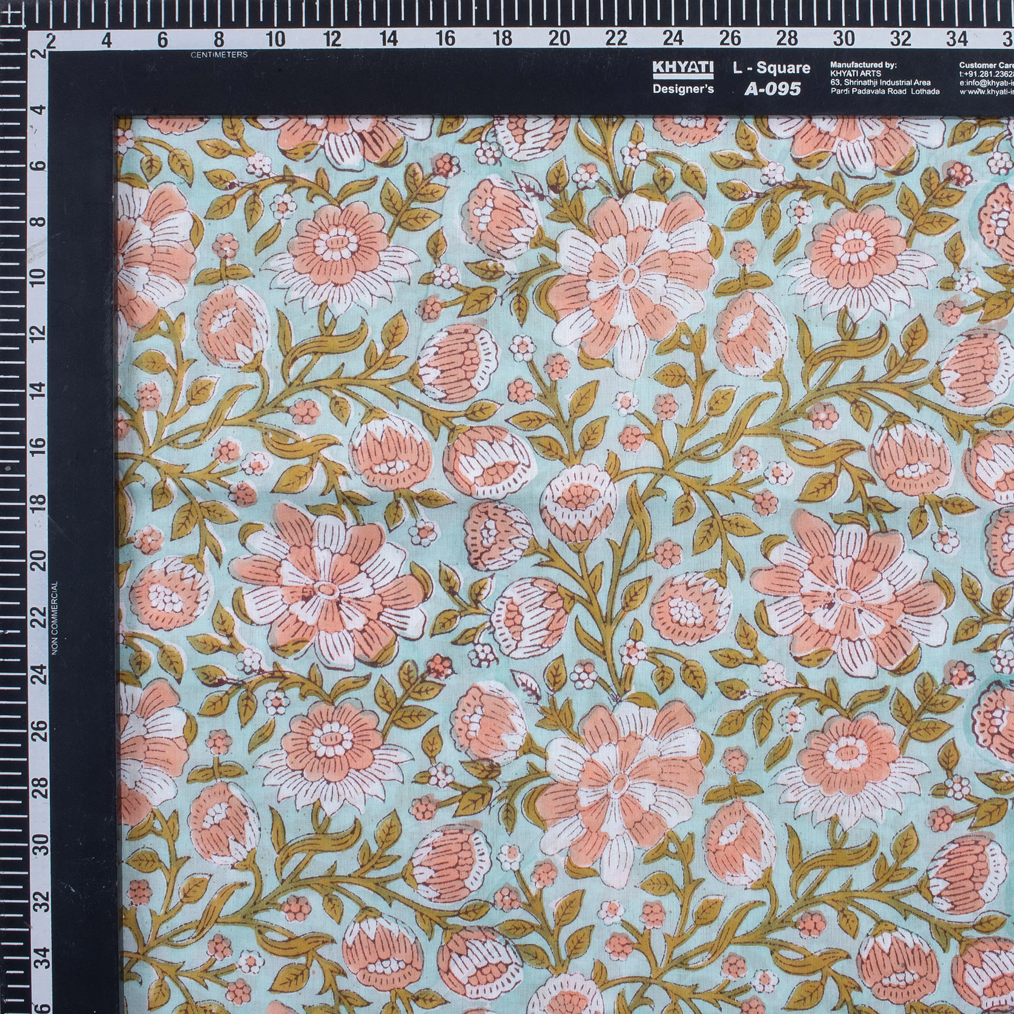 Multi Floral Handmde Printed Cotton Fabric - Image 3