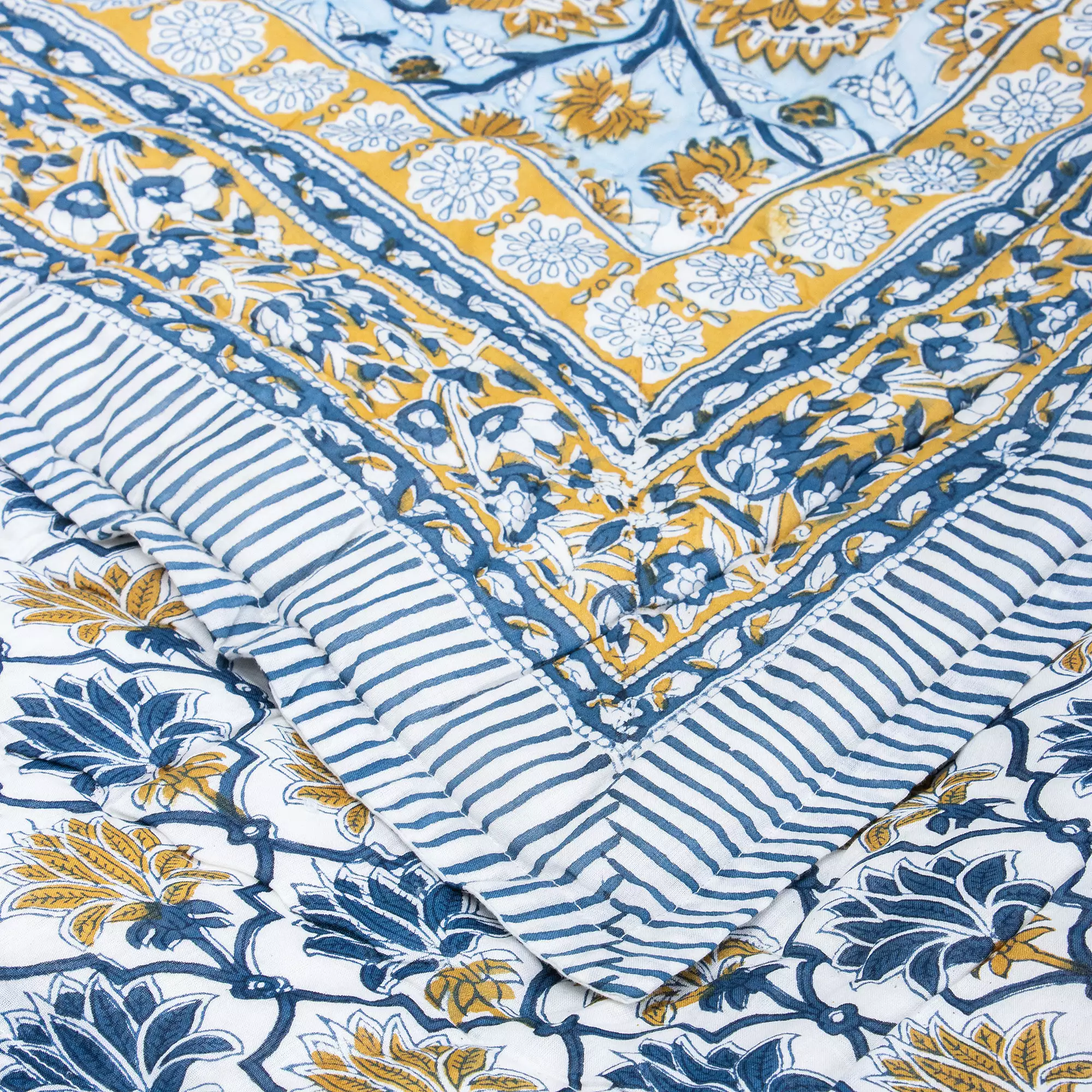 Multi Floral Reversible Hand Block Printed Cotton Jaipuri Razai - Image 3