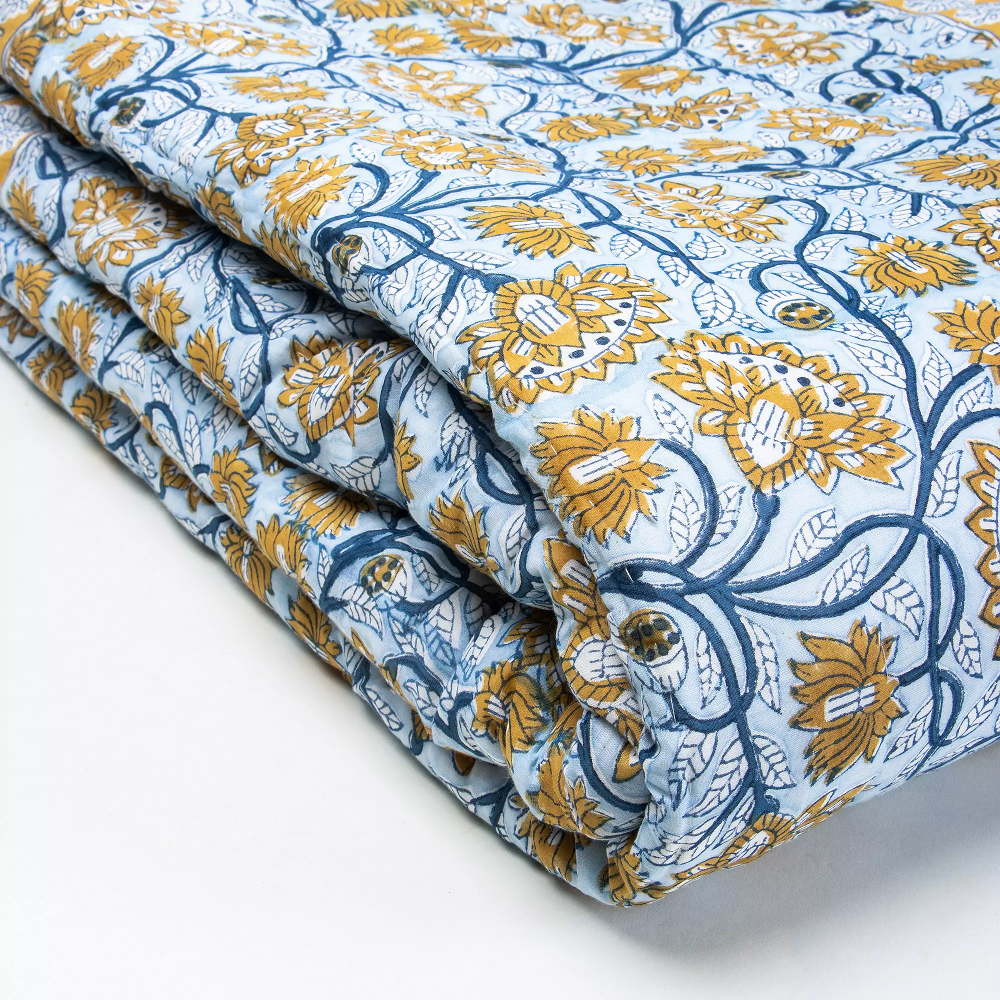 Multi Floral Reversible Hand Block Printed Cotton Jaipuri Razai - Image 5
