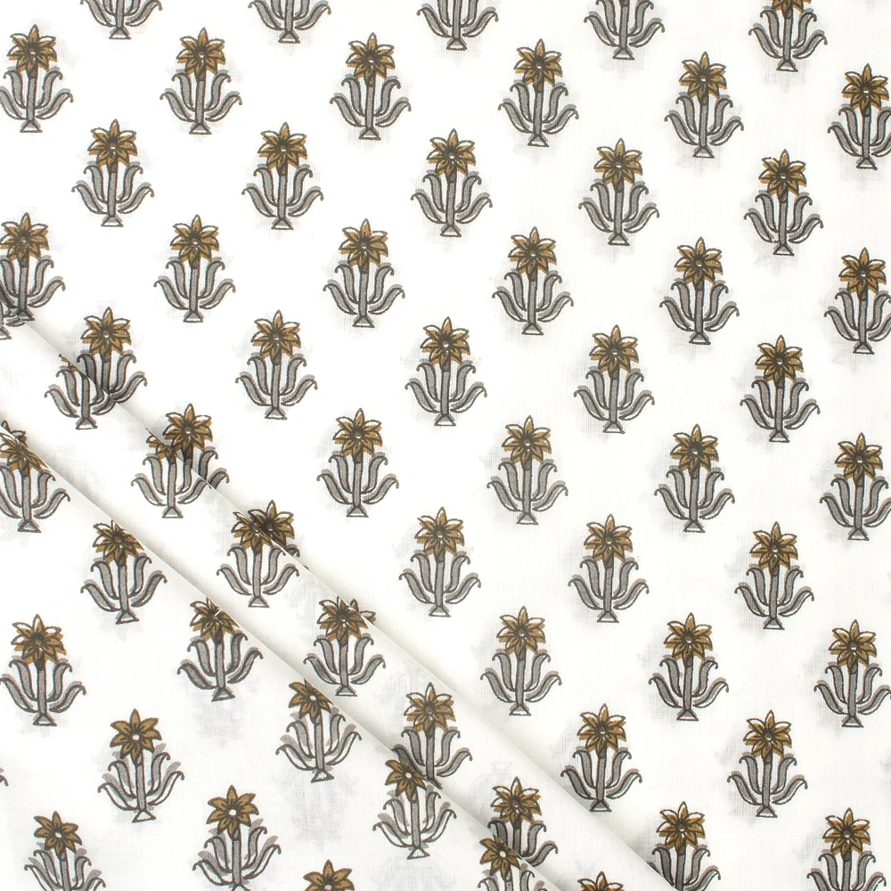 Multicolor Booti Floral Cotton Hand Block Print Fabric