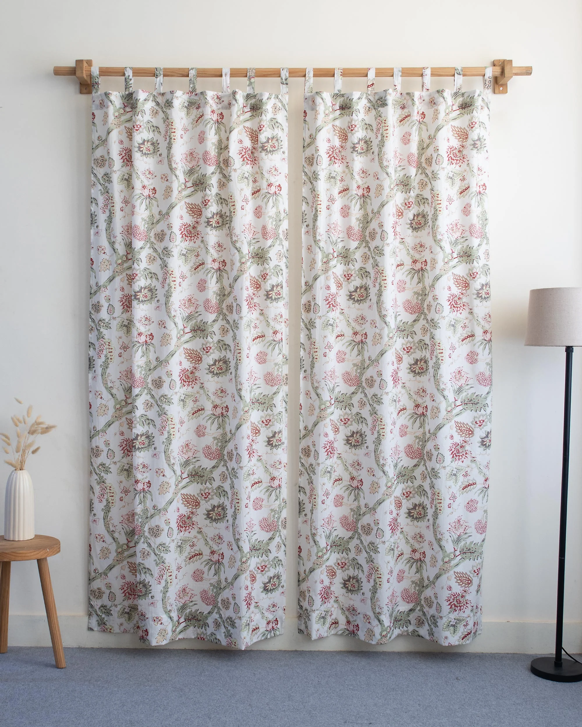 Multicolor Floral Block Printed Drapes for Living Room - Image 2