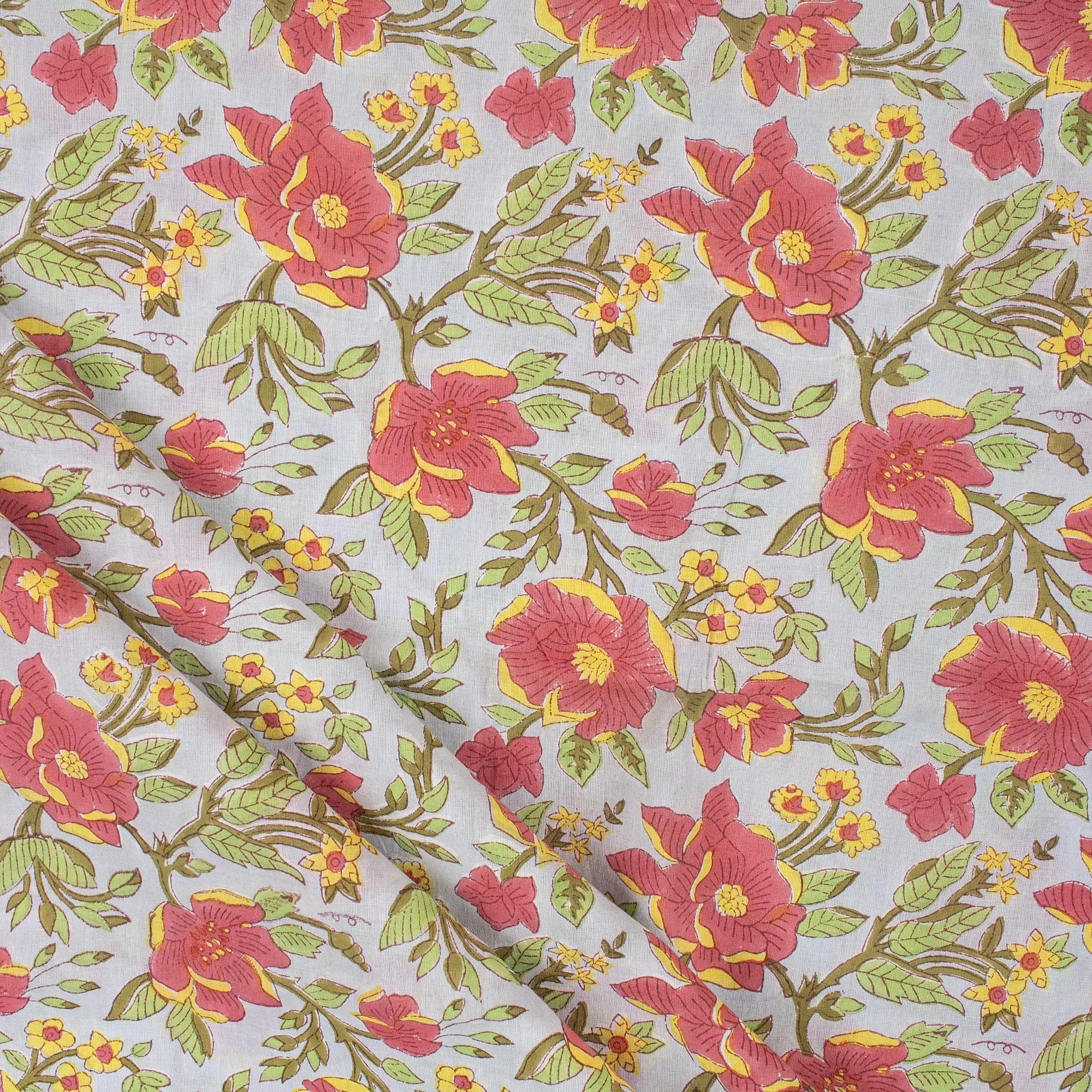 Multicolor Floral Hand Block Printed Fabric