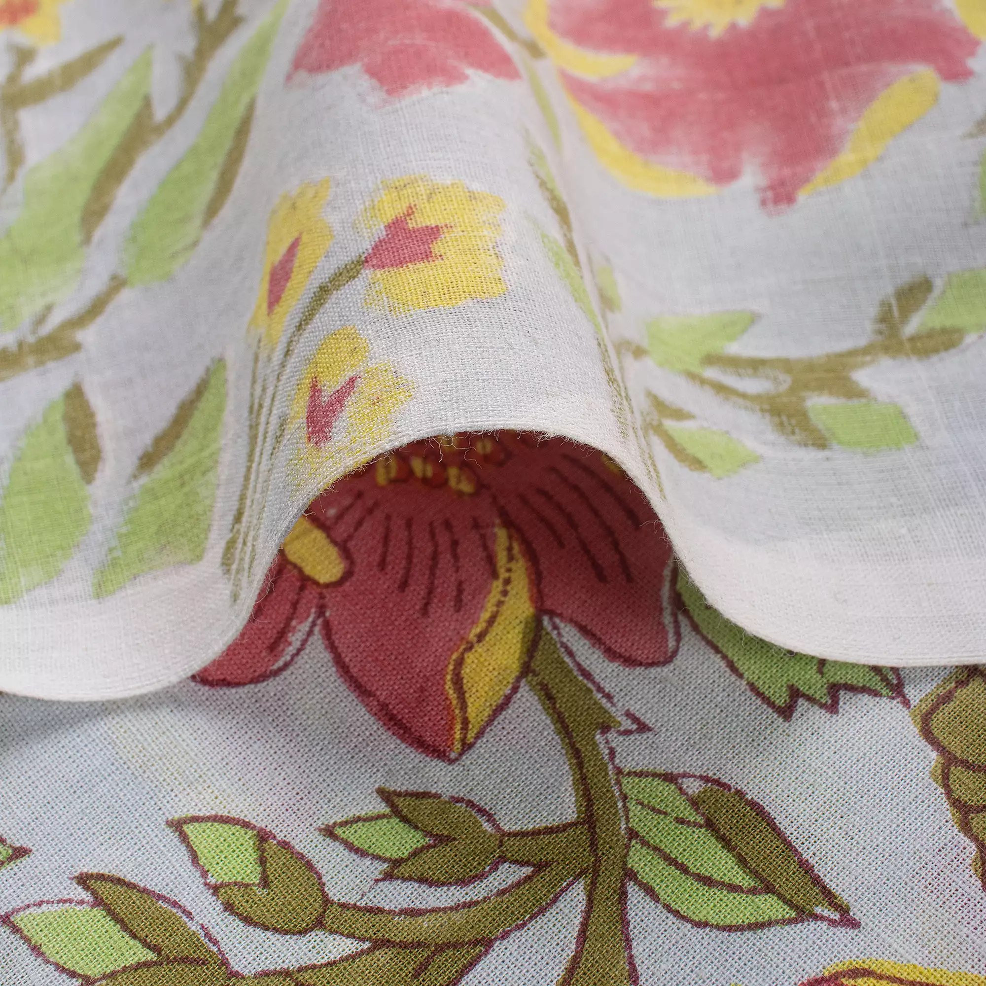 Multicolor Floral Hand Block Printed Fabric - Image 2
