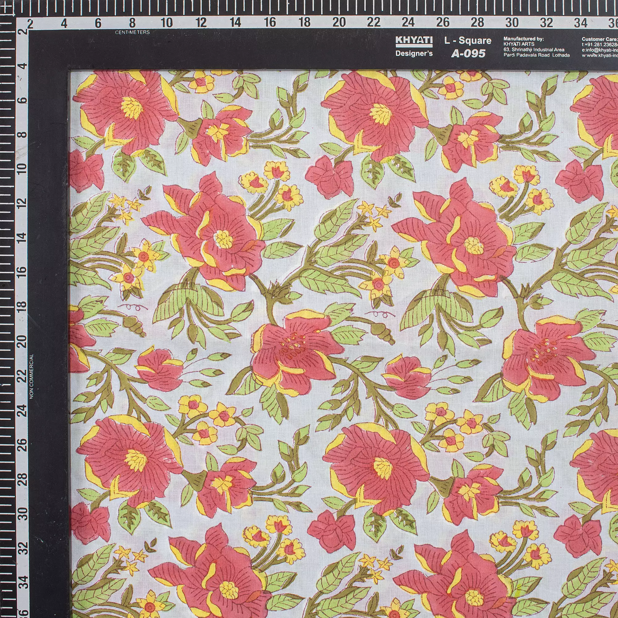 Multicolor Floral Hand Block Printed Fabric - Image 3