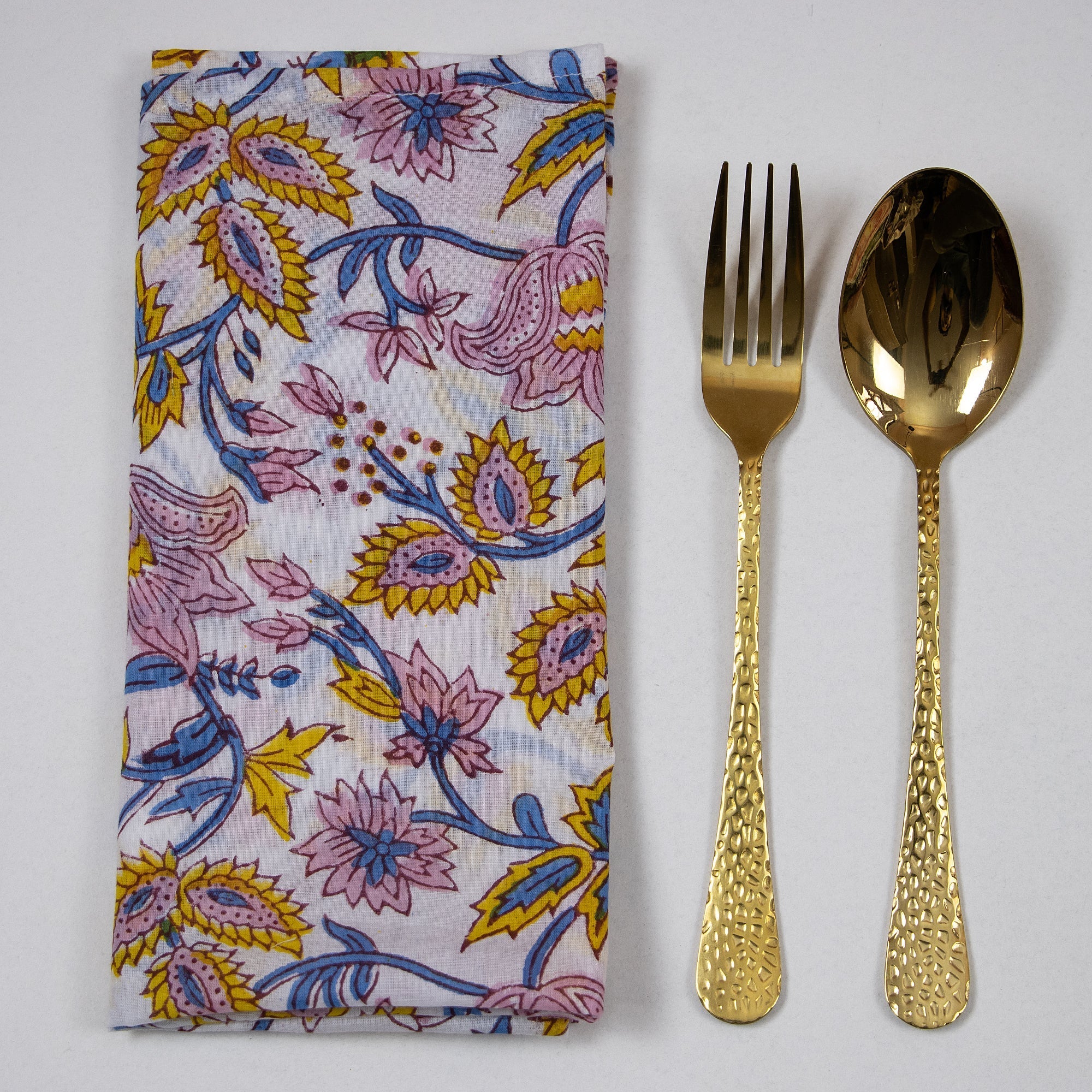 Sustainable Multicolor Floral Indian Block Printed Cotton Dinner Napkins - Image 5