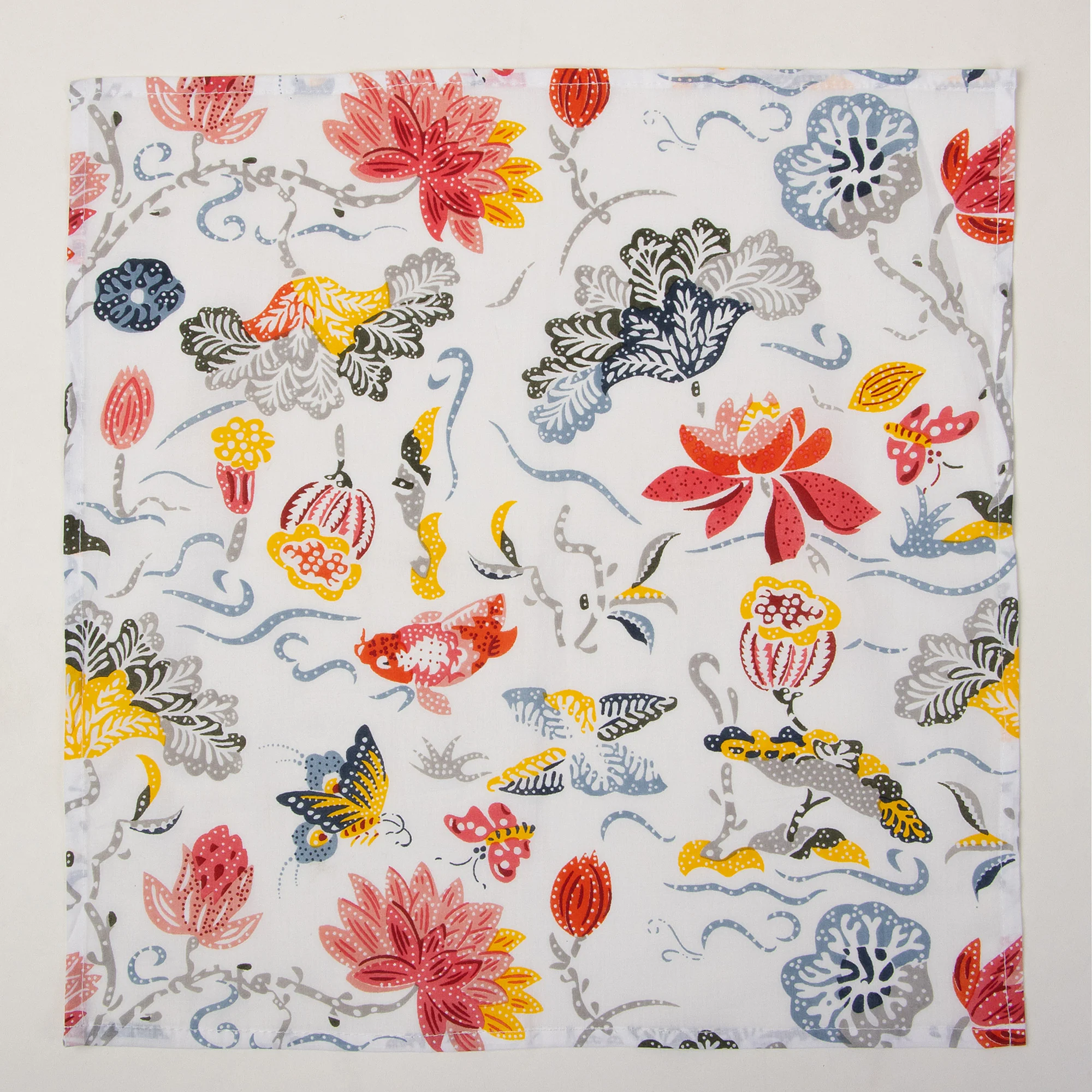 Multicolor Floral Indian Natural Pure Cotton Block Printed Table Napkin Cloth - Image 2