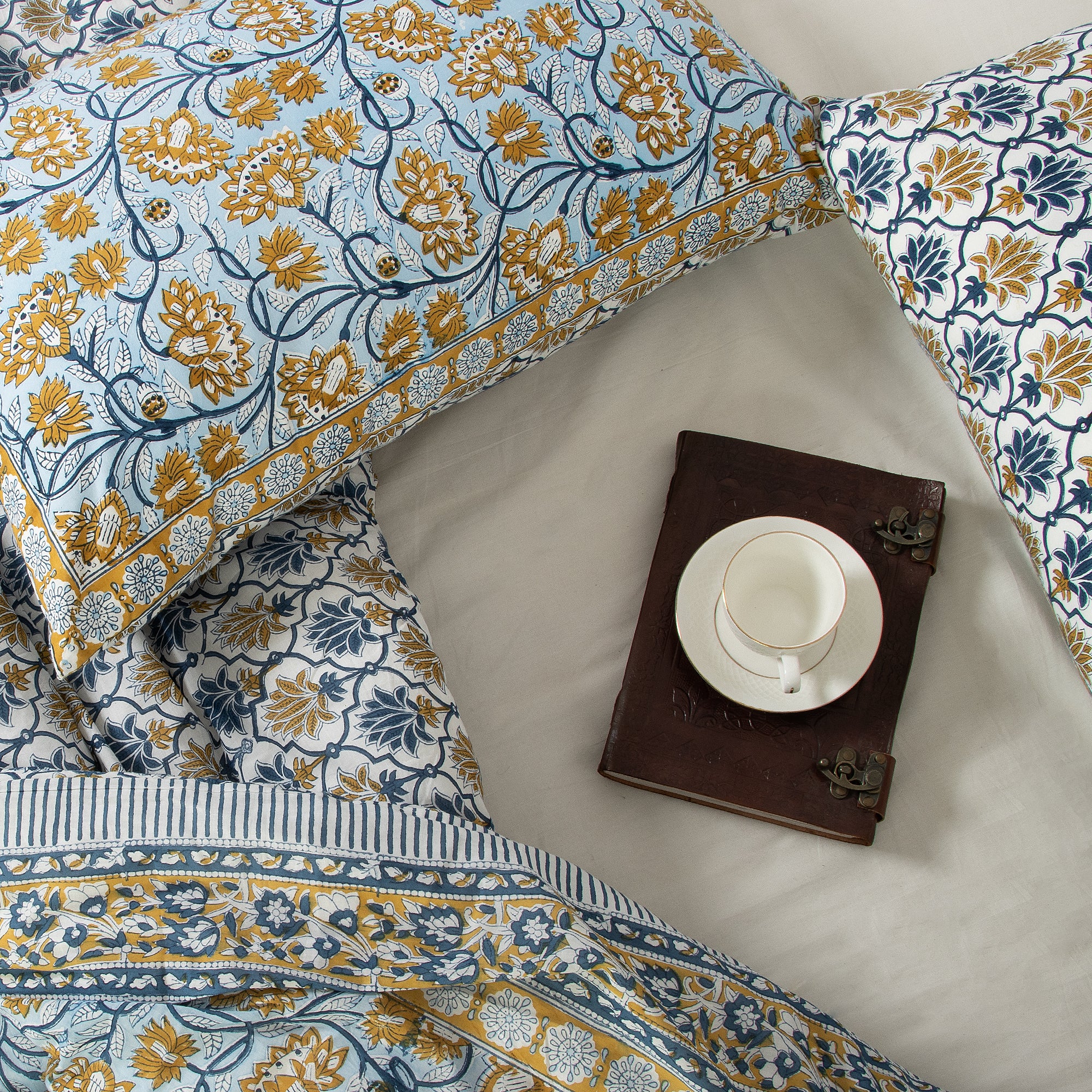 Floral Hand Block Print Cotton Duvet Cover - Image 2