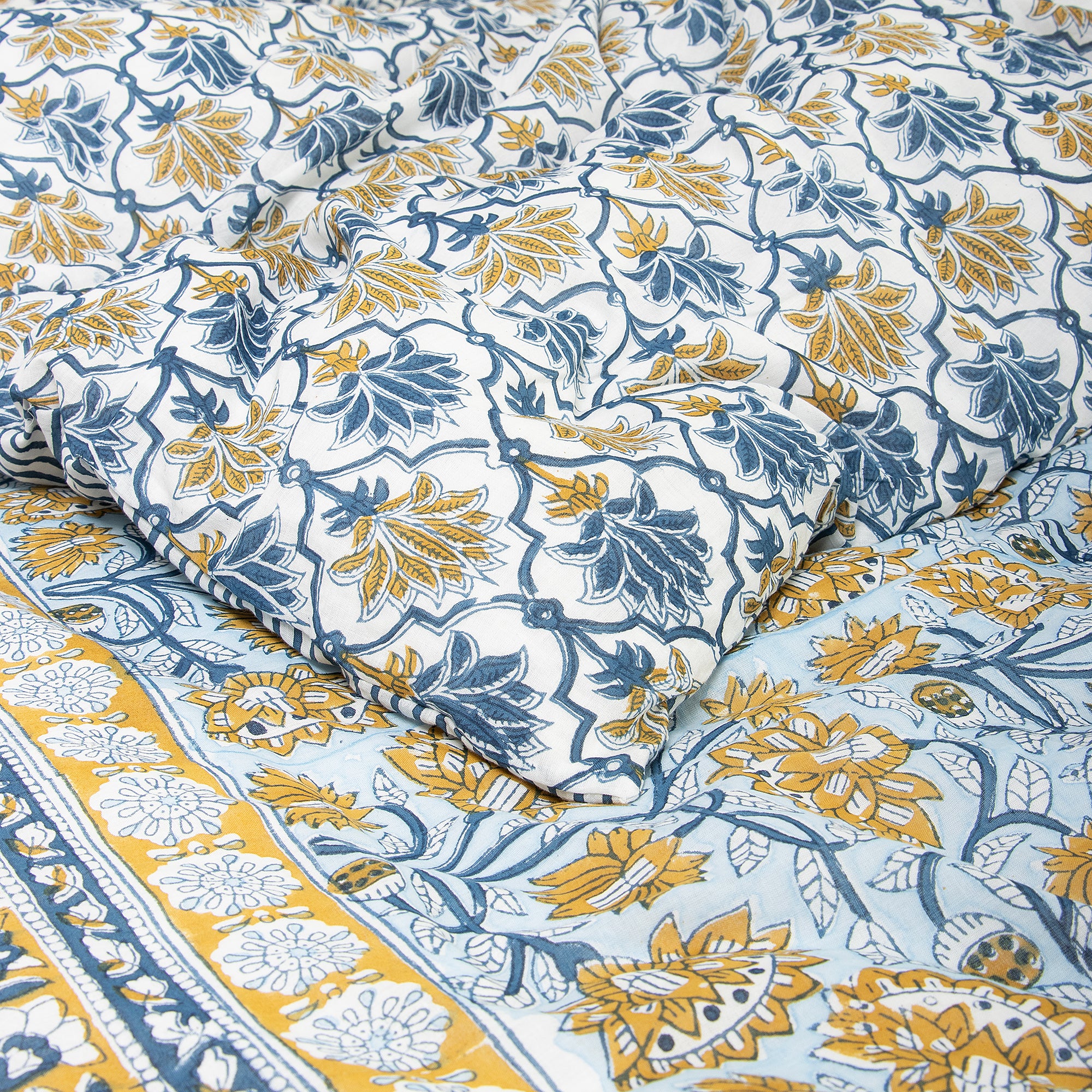 Floral Hand Block Print Cotton Duvet Cover - Image 6