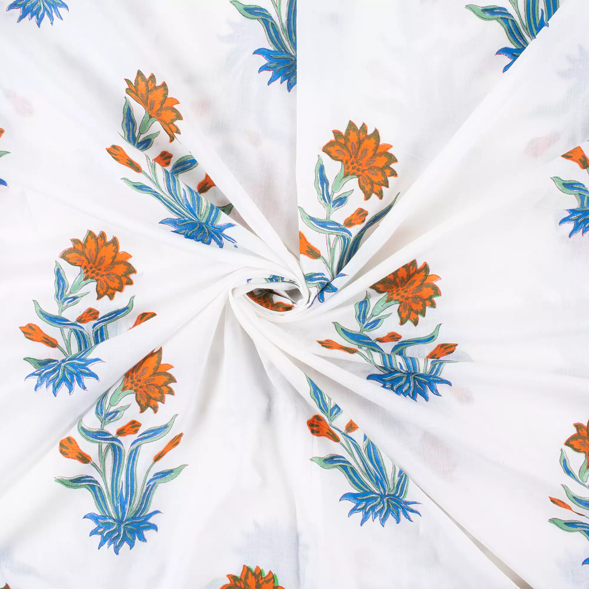 Multicolor Floral Print Hand Block Print Fabric - Image 4