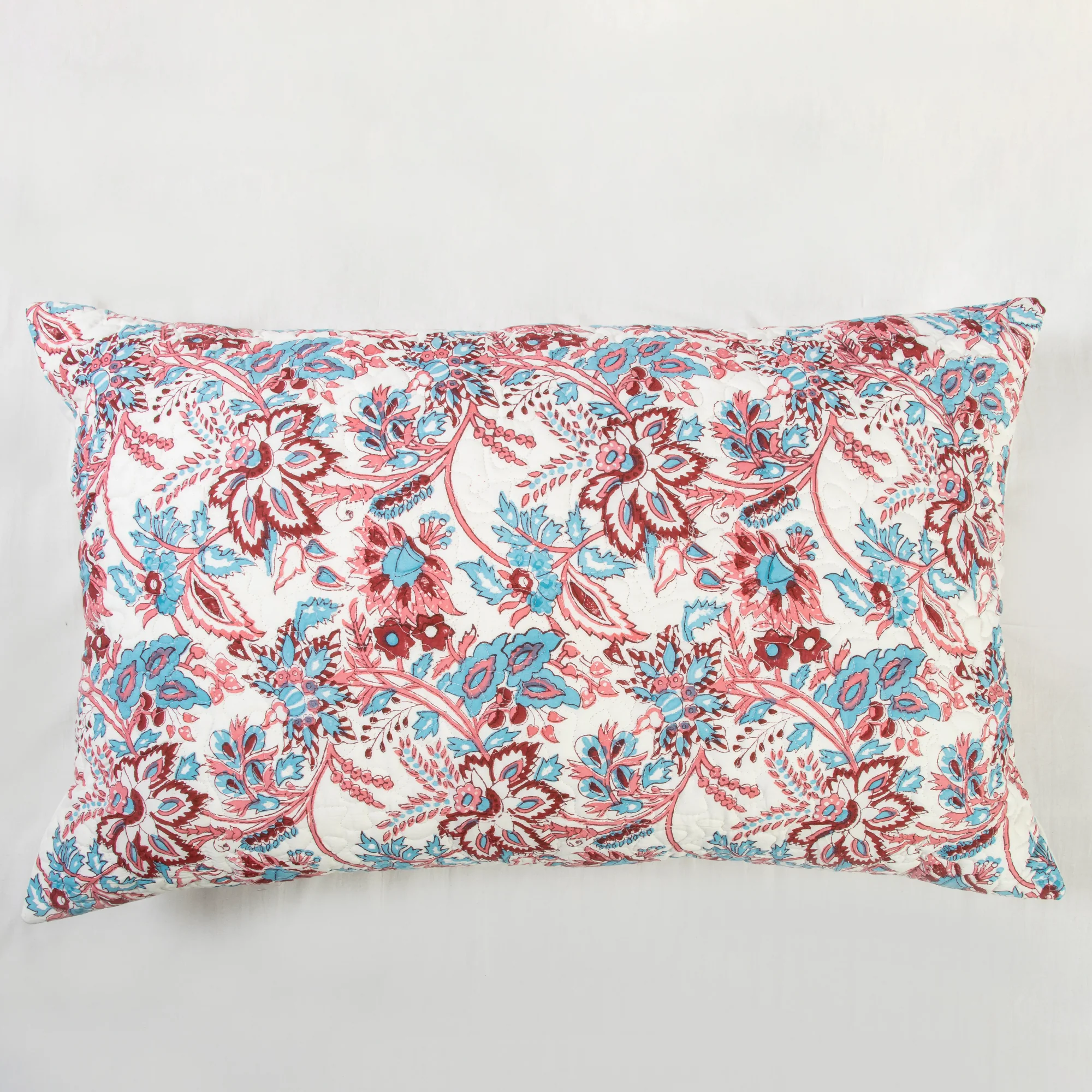Red Floral Indian Hand Block Printed Machine Quilts - Image 8