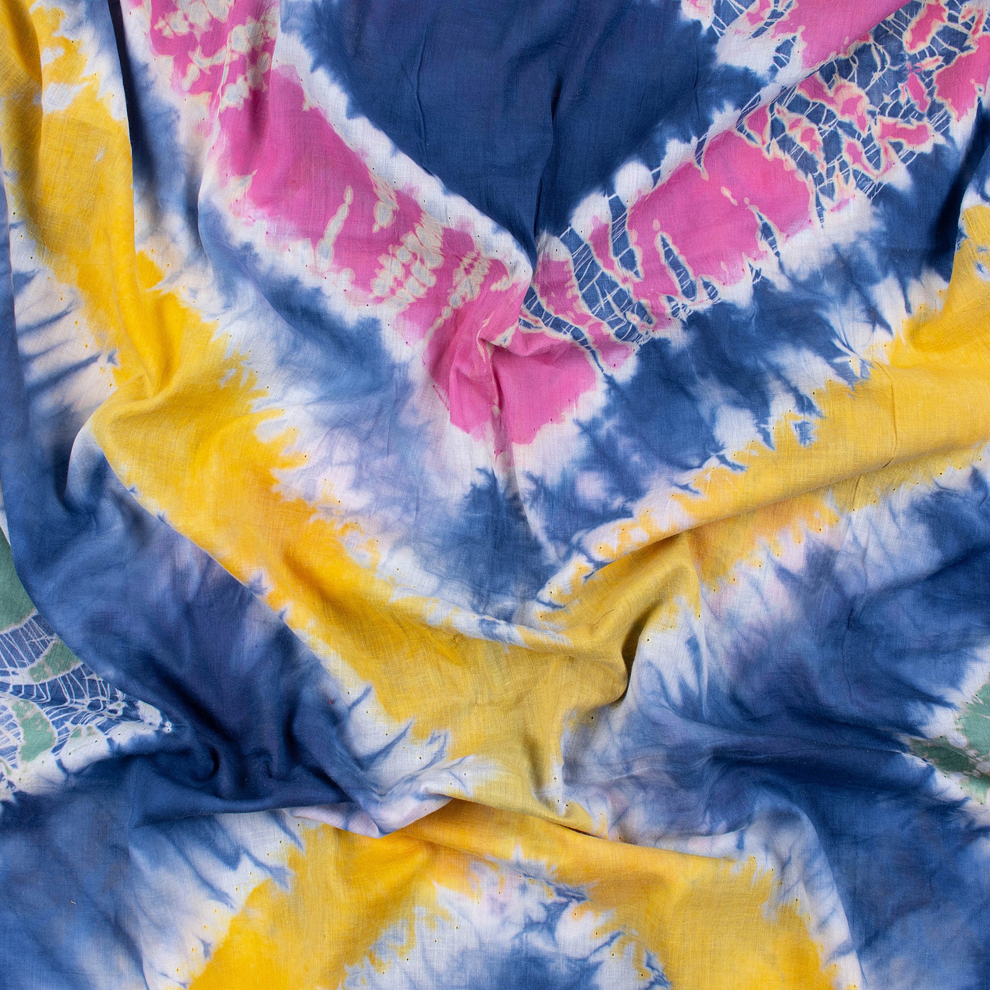 Multicolor Light Weighted Cotton Tie Dye Shibori Fabric - Image 2
