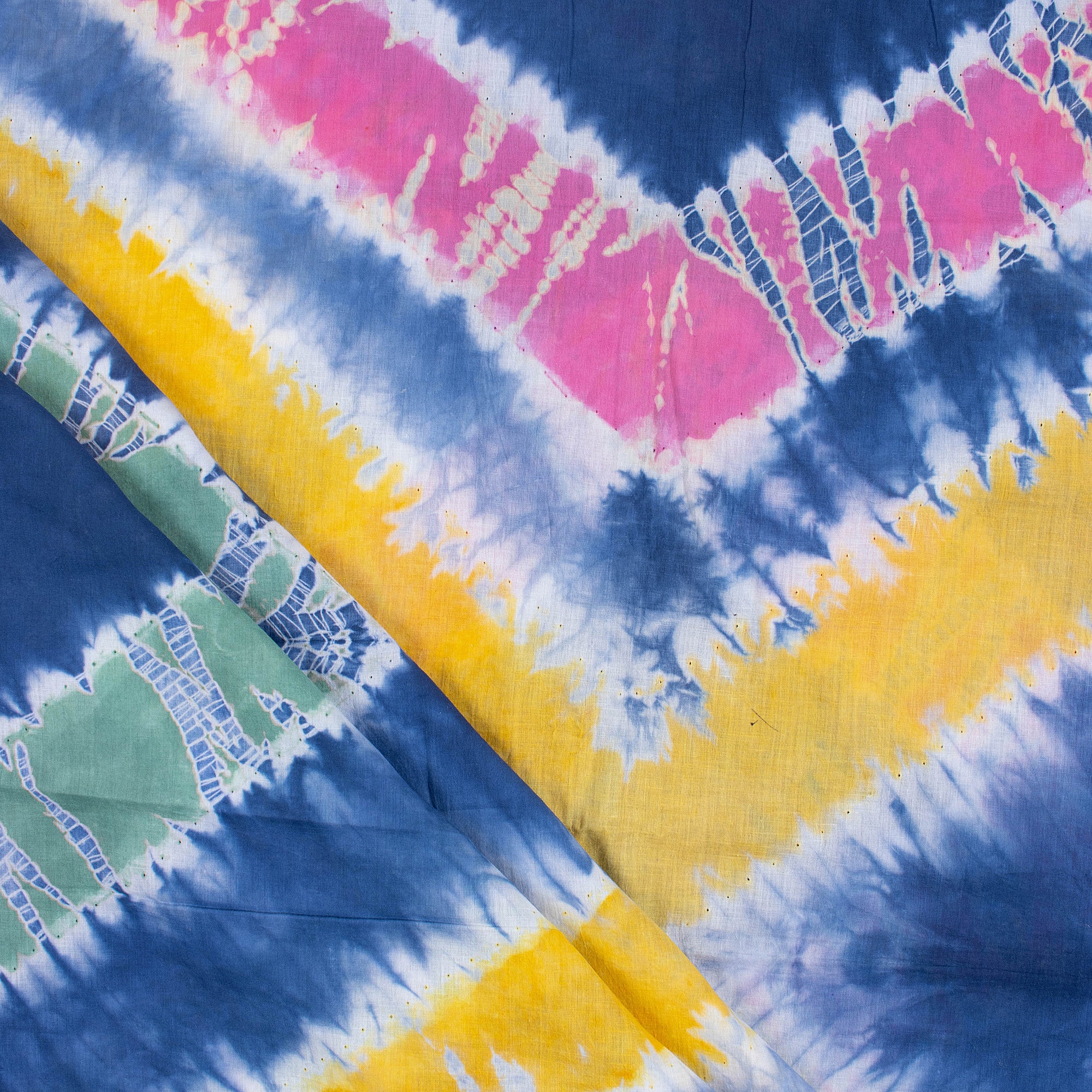 Multicolor Light Weighted Cotton Tie Dye Shibori Fabric - Image 4