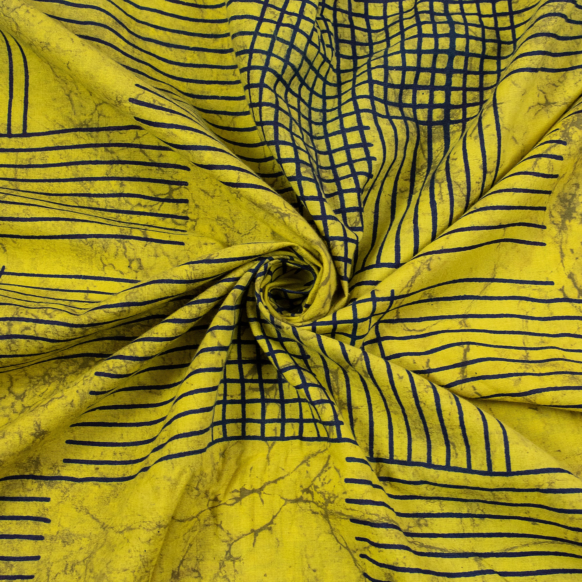 Multicolor Natural Dabu Hand Block Print Cotton Fabric - Image 5
