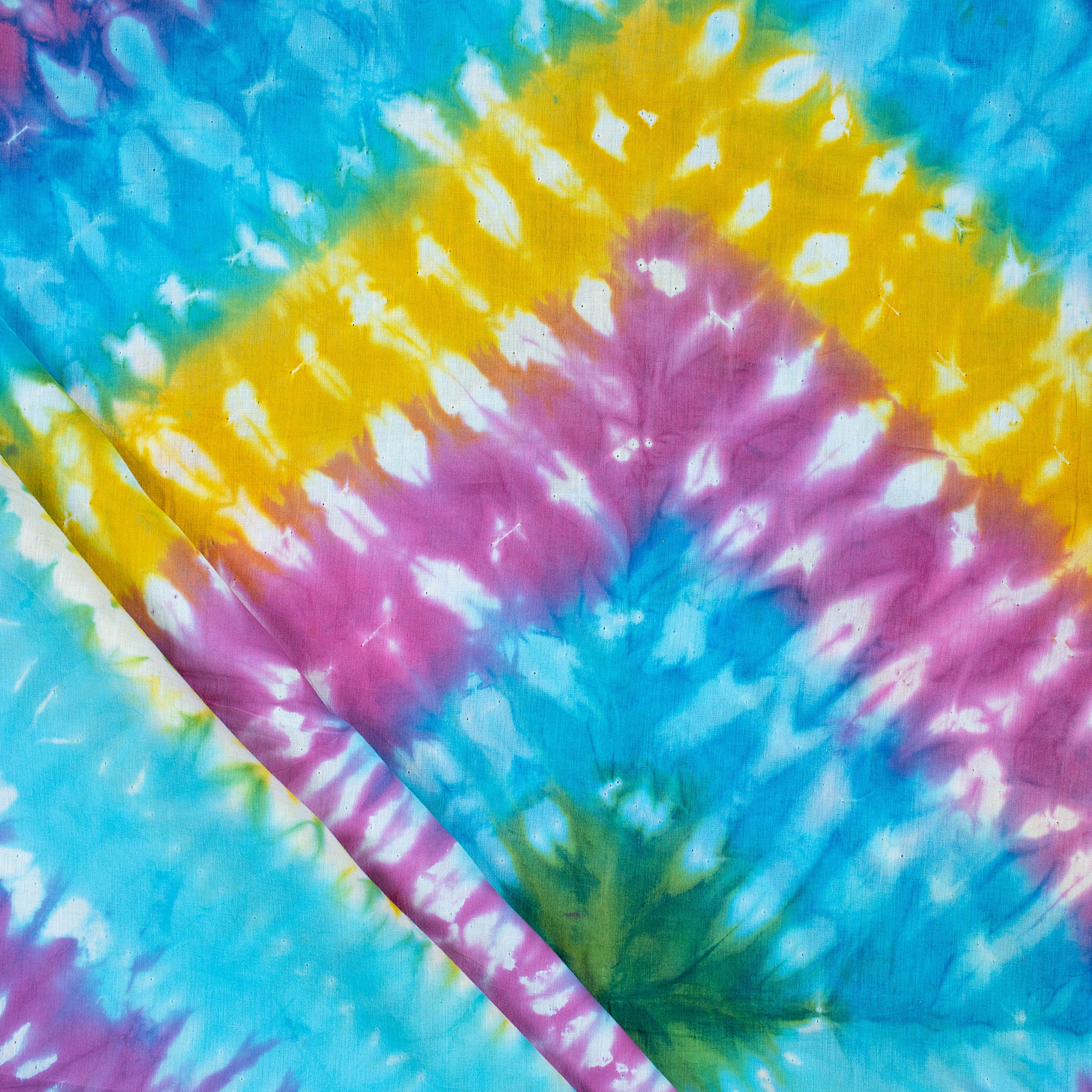 Multicolor Natural Cotton Shibori Tie Dye Fabric - Image 2