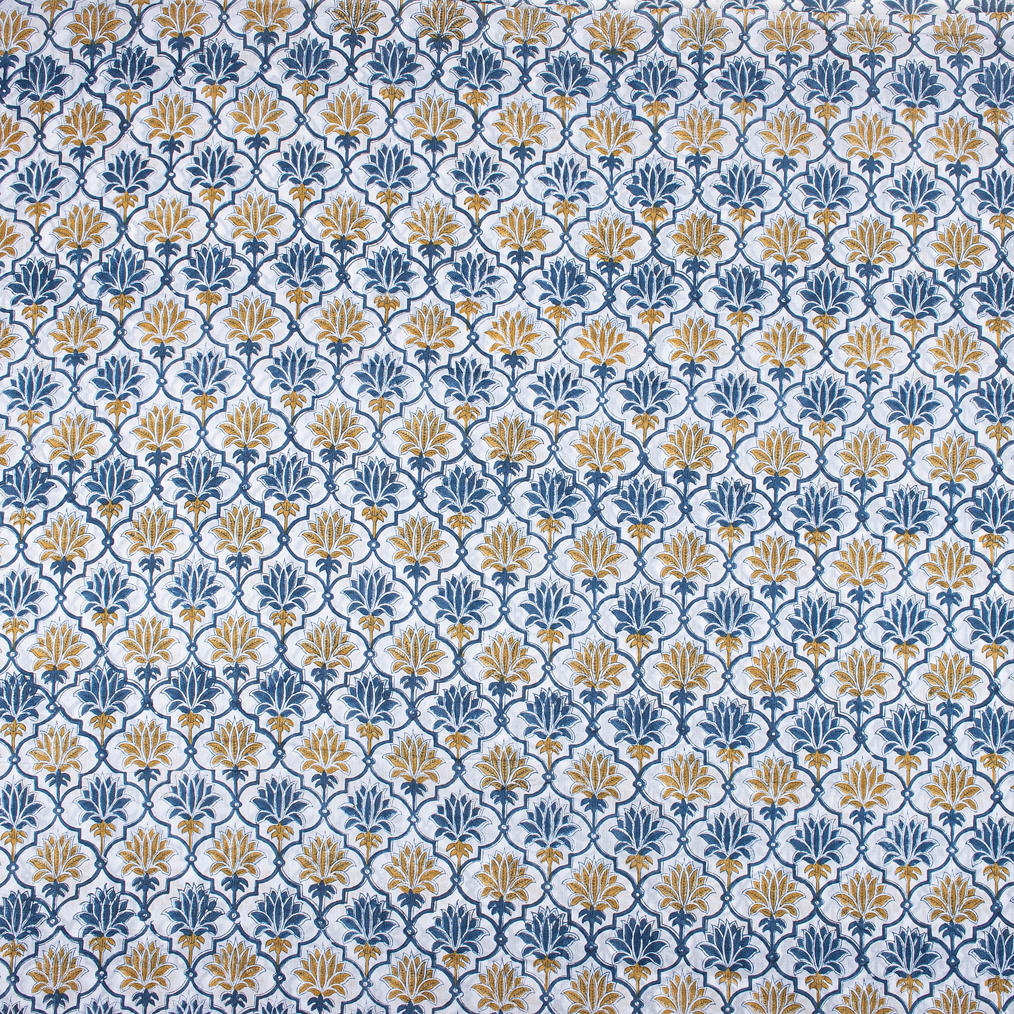 Modern Multicolor Floral Indian Hand Blocked Printed Cotton Fabric - Image 2