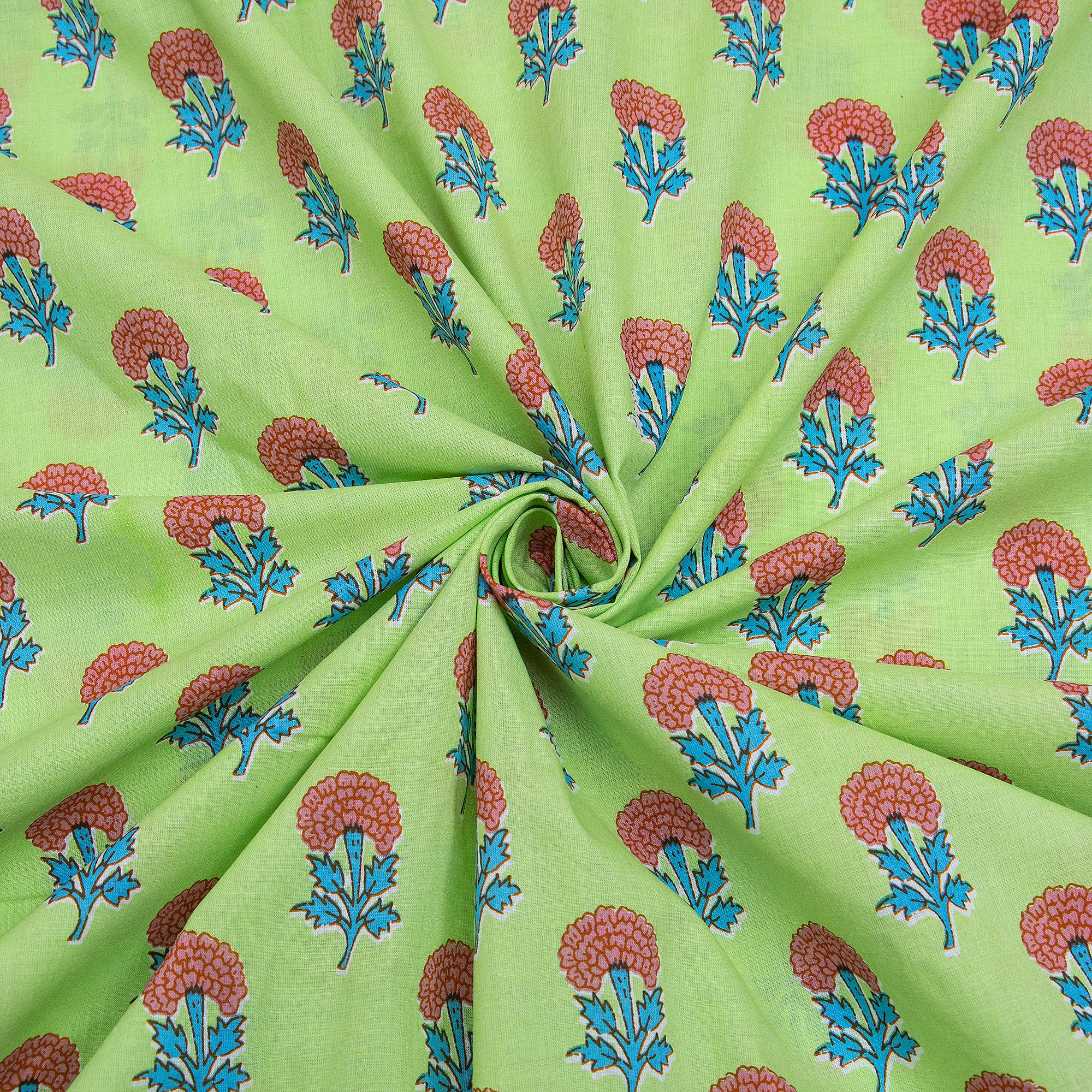 Hand Printed Pure Cotton Floral Fabric for Kimono - Image 4