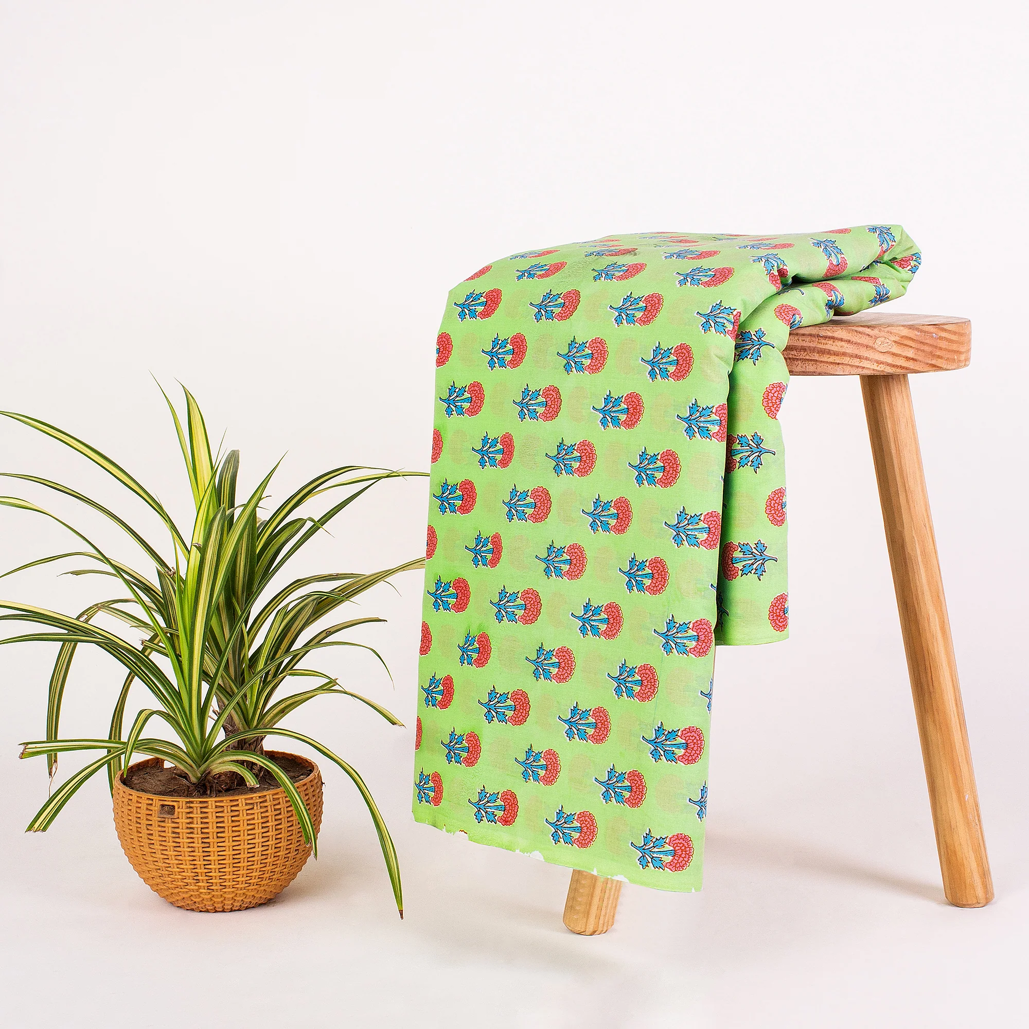Hand Printed Pure Cotton Floral Fabric for Kimono - Image 5