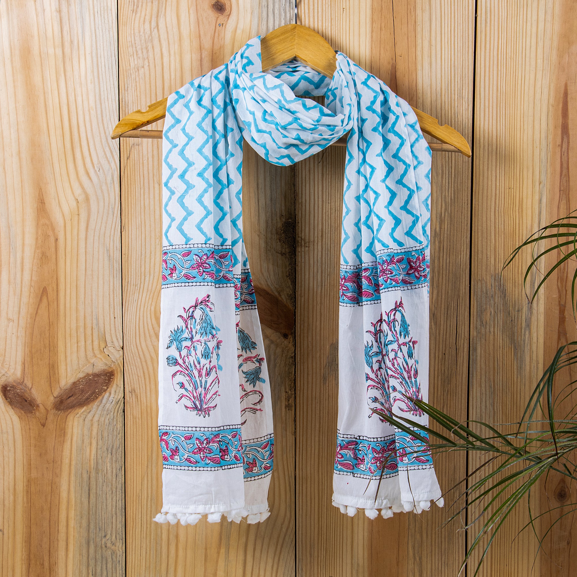 Indian Women's Block Printed Handmade Pure Cotton Stole