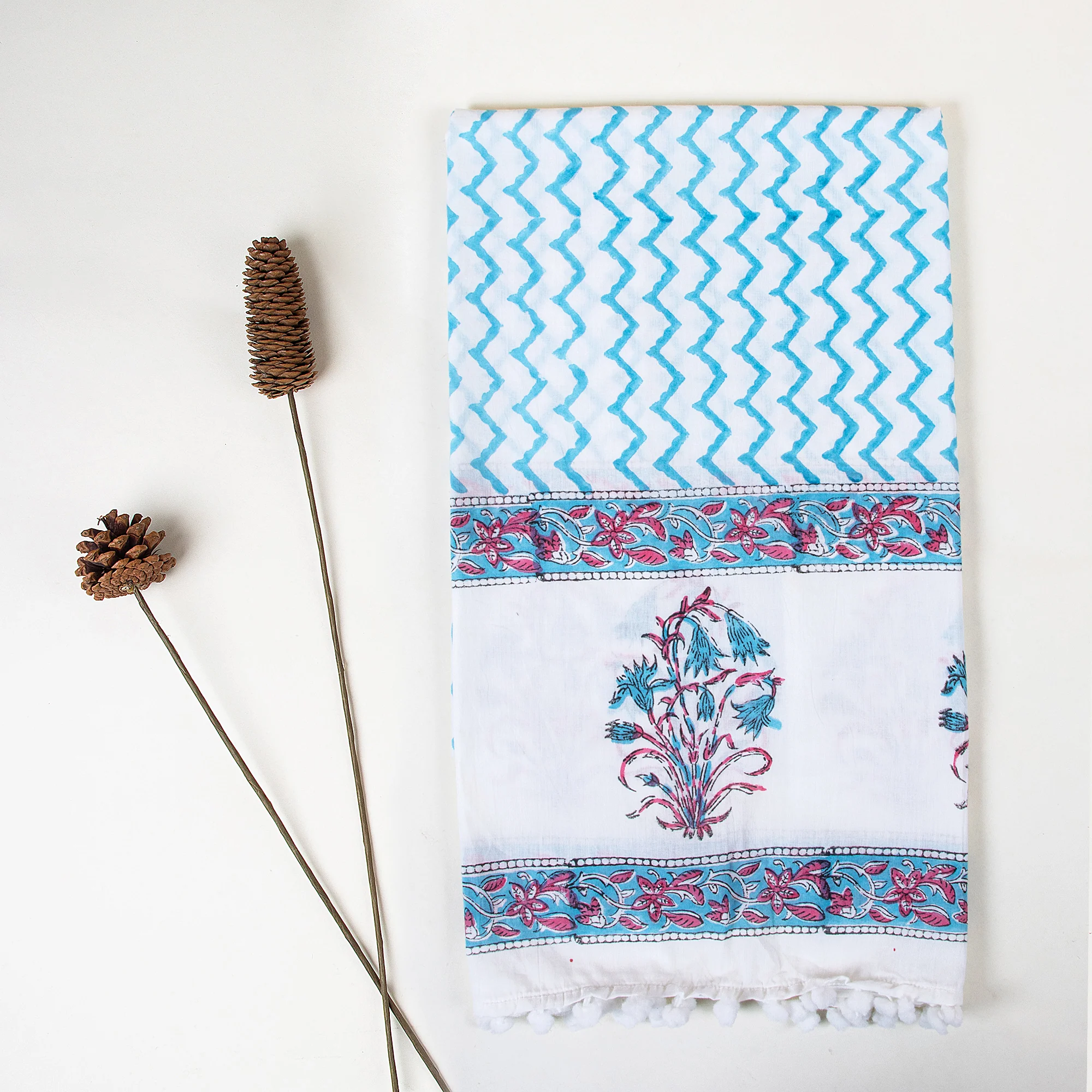 Indian Women's Block Printed Handmade Pure Cotton Stole - Image 2