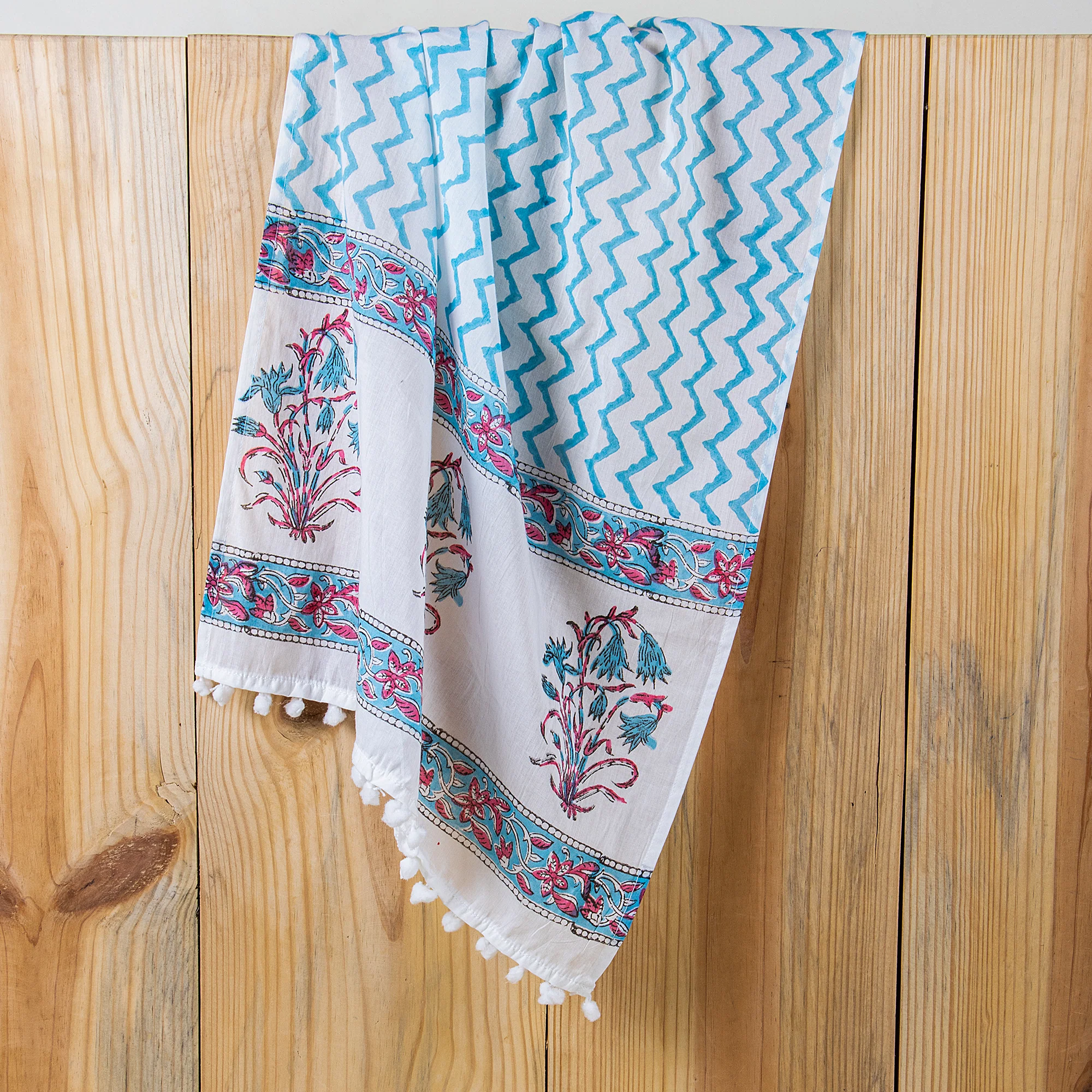 Indian Women's Block Printed Handmade Pure Cotton Stole - Image 5