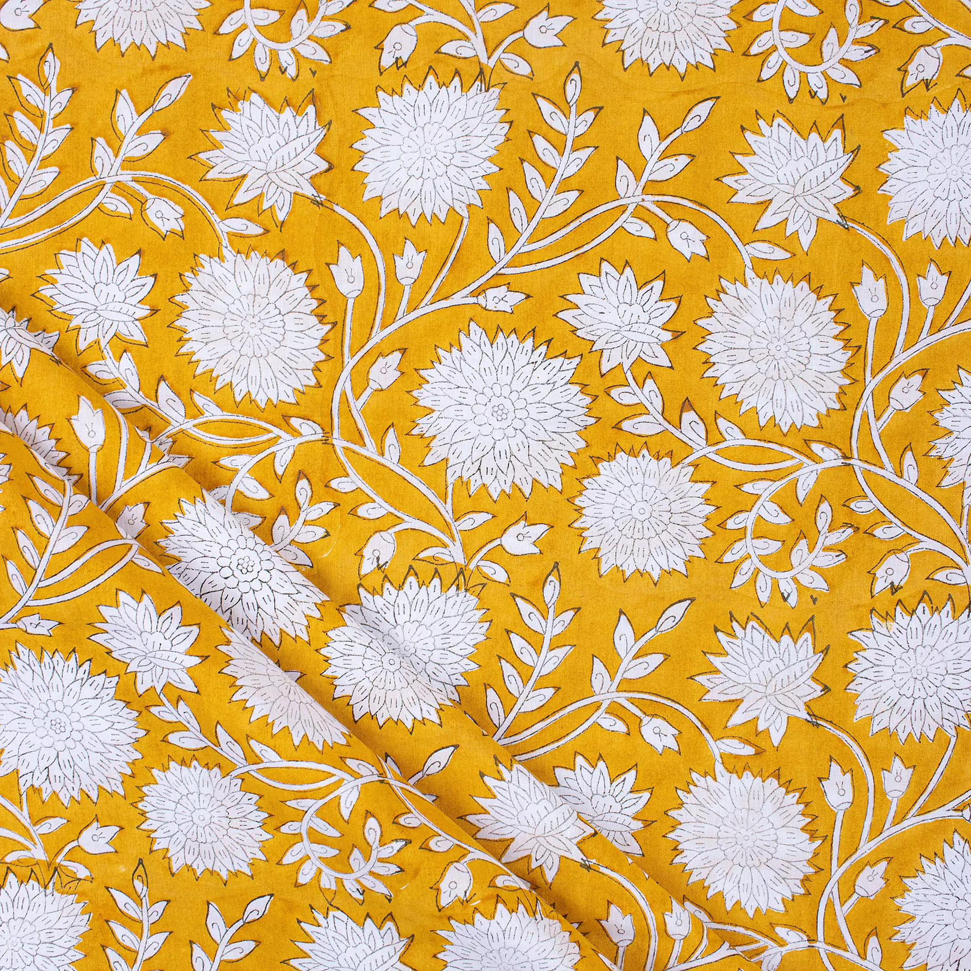 Hand Block Printed Floral Fabric