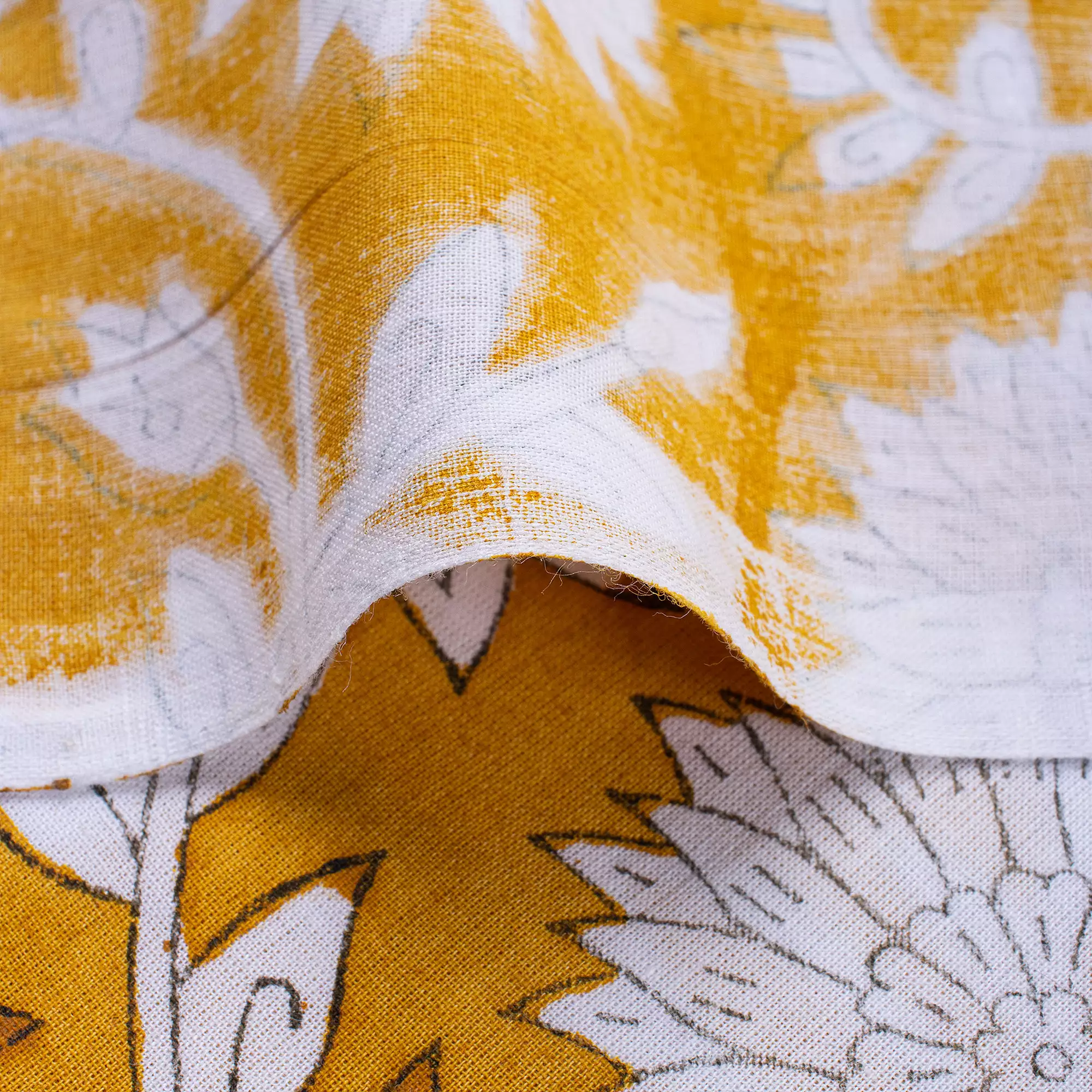 Hand Block Printed Floral Fabric - Image 2