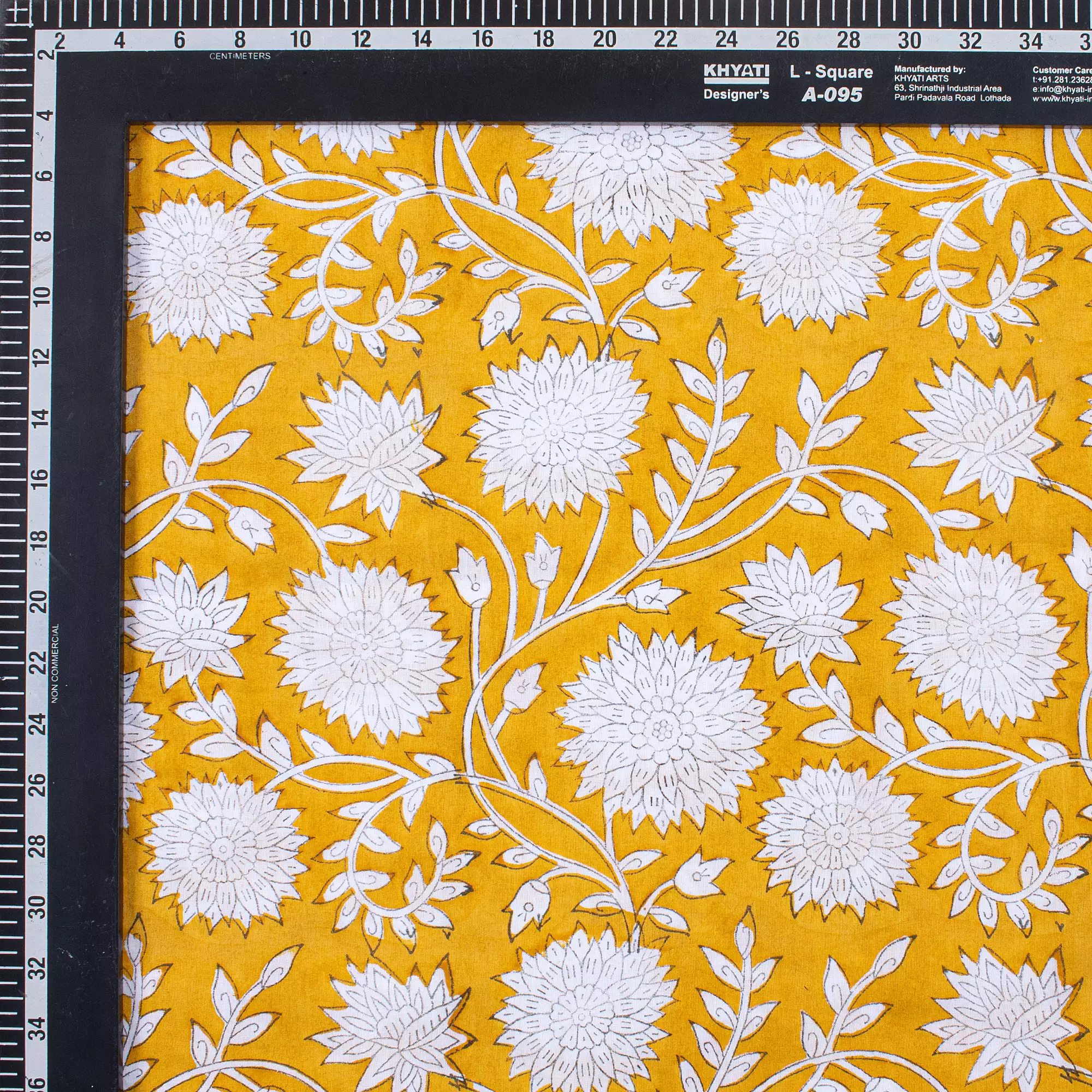 Hand Block Printed Floral Fabric - Image 3