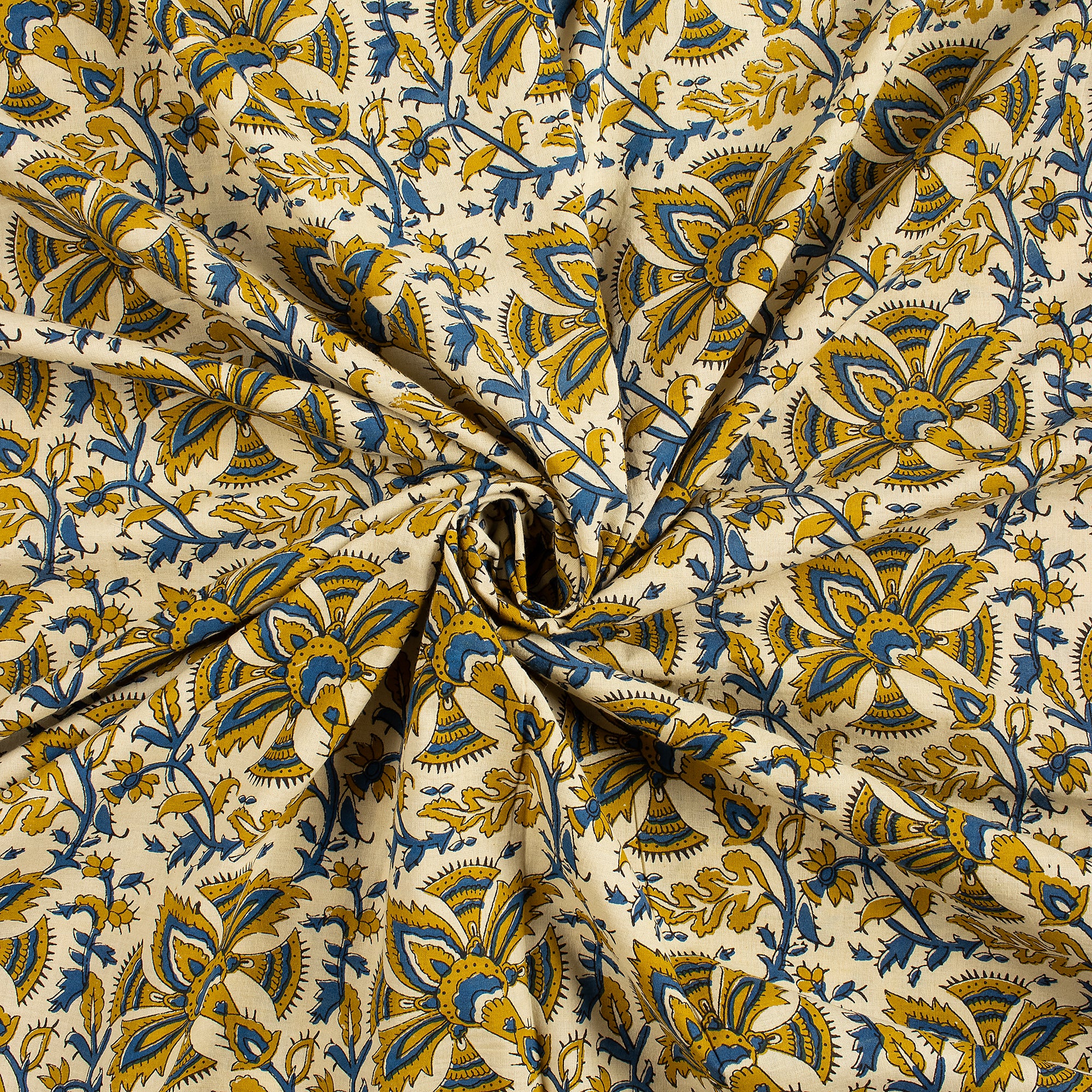 Hand Block Printed Soft Cotton Bagru Fabric - Image 3