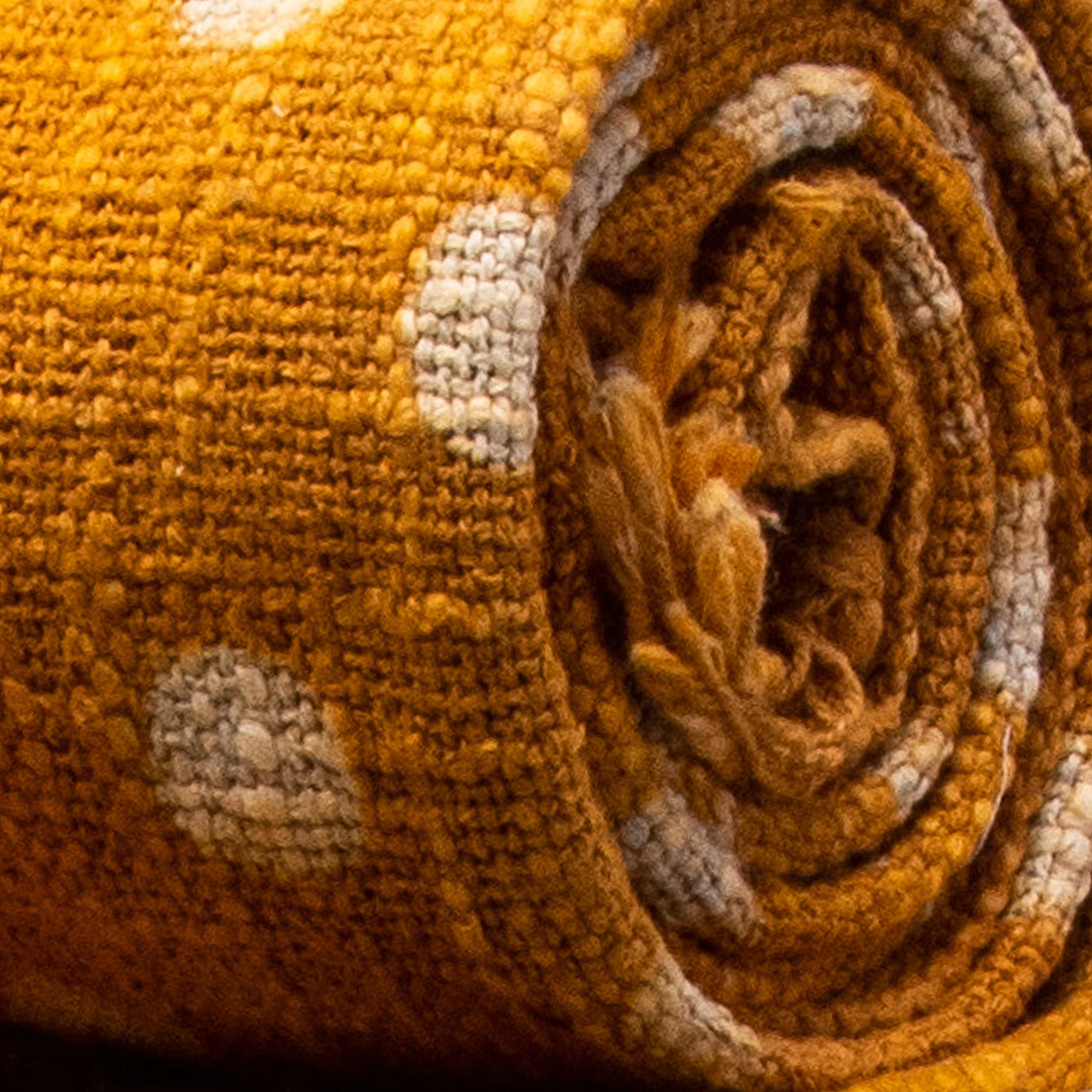 Mustard Yellow Indian Hand Block Printed Polka Dots Cotton Throw Blankets - Image 5