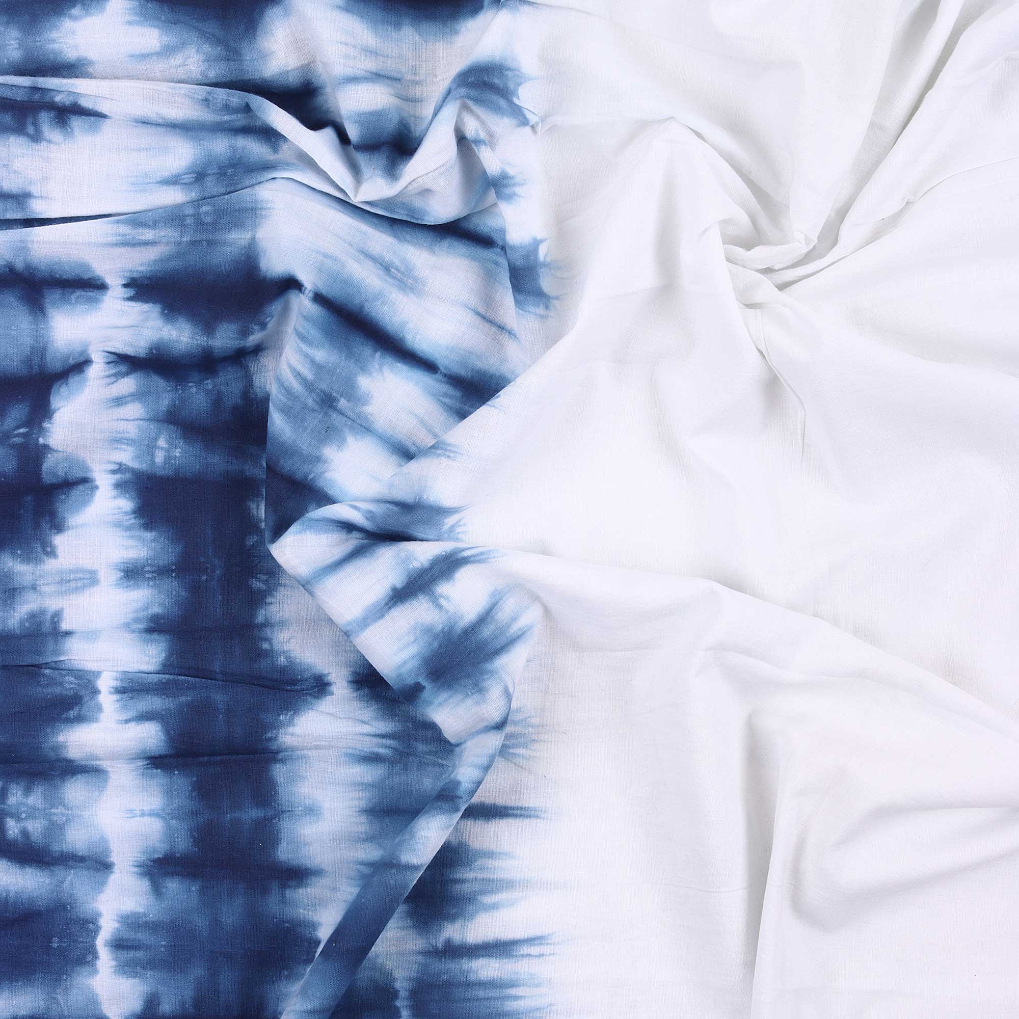 Natural Blue Tie Dye Shibori Fabric - Image 6