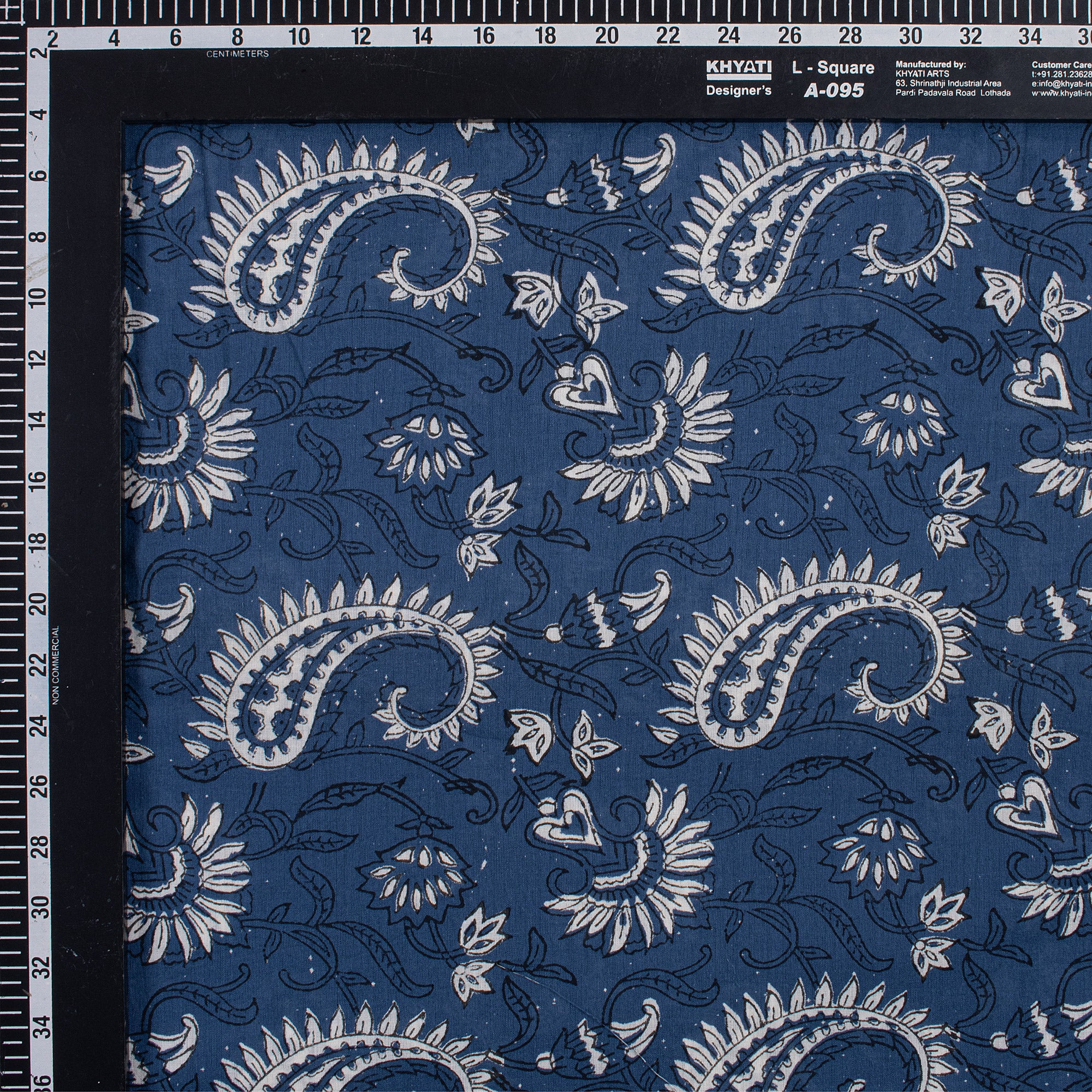 Natural Hand Dyed Paisley Print Cotton Indigo Dress Material Fabric - Image 5