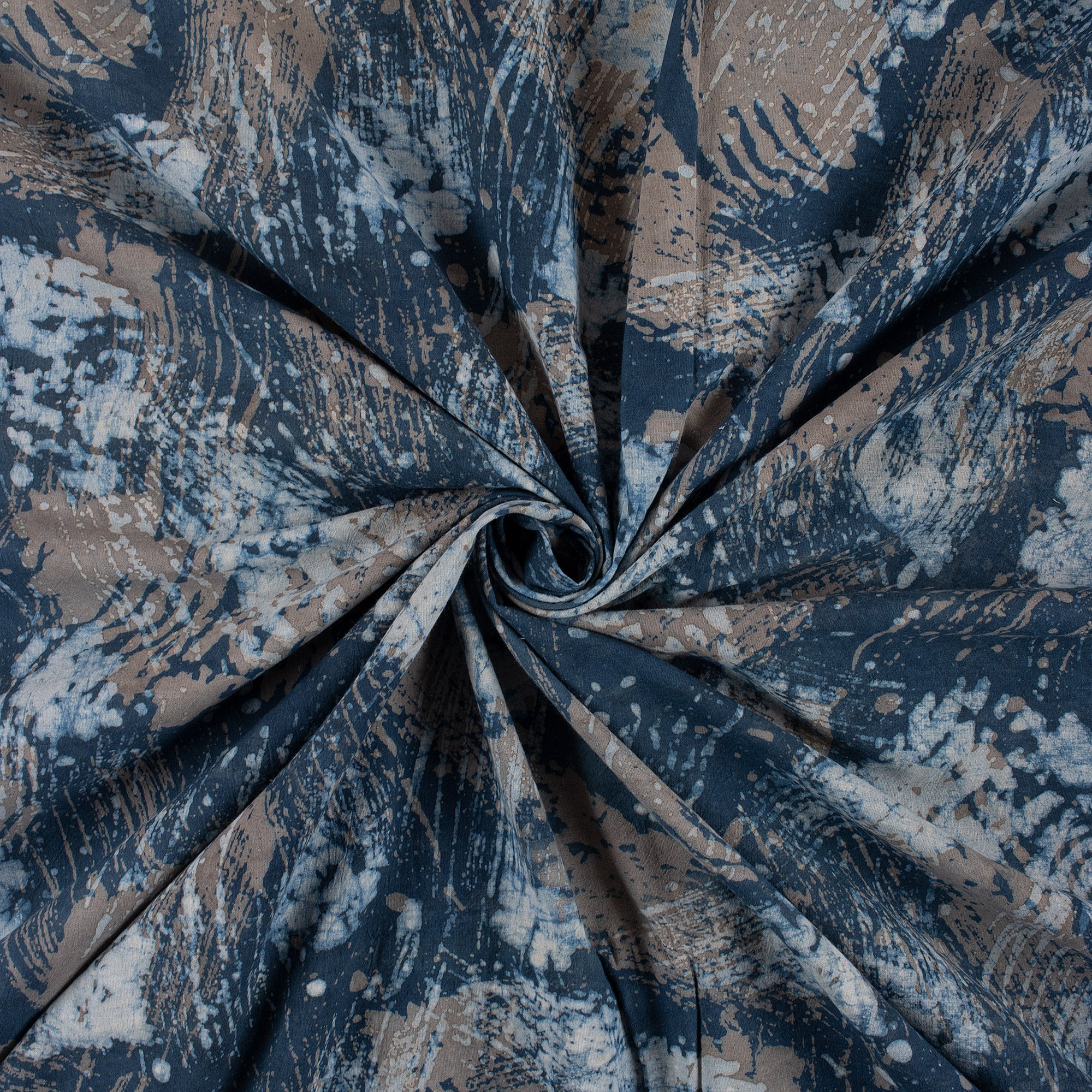 Block Printed Natural Hand Dyed Indigo Blue Cotton Textile Fabric - Image 4