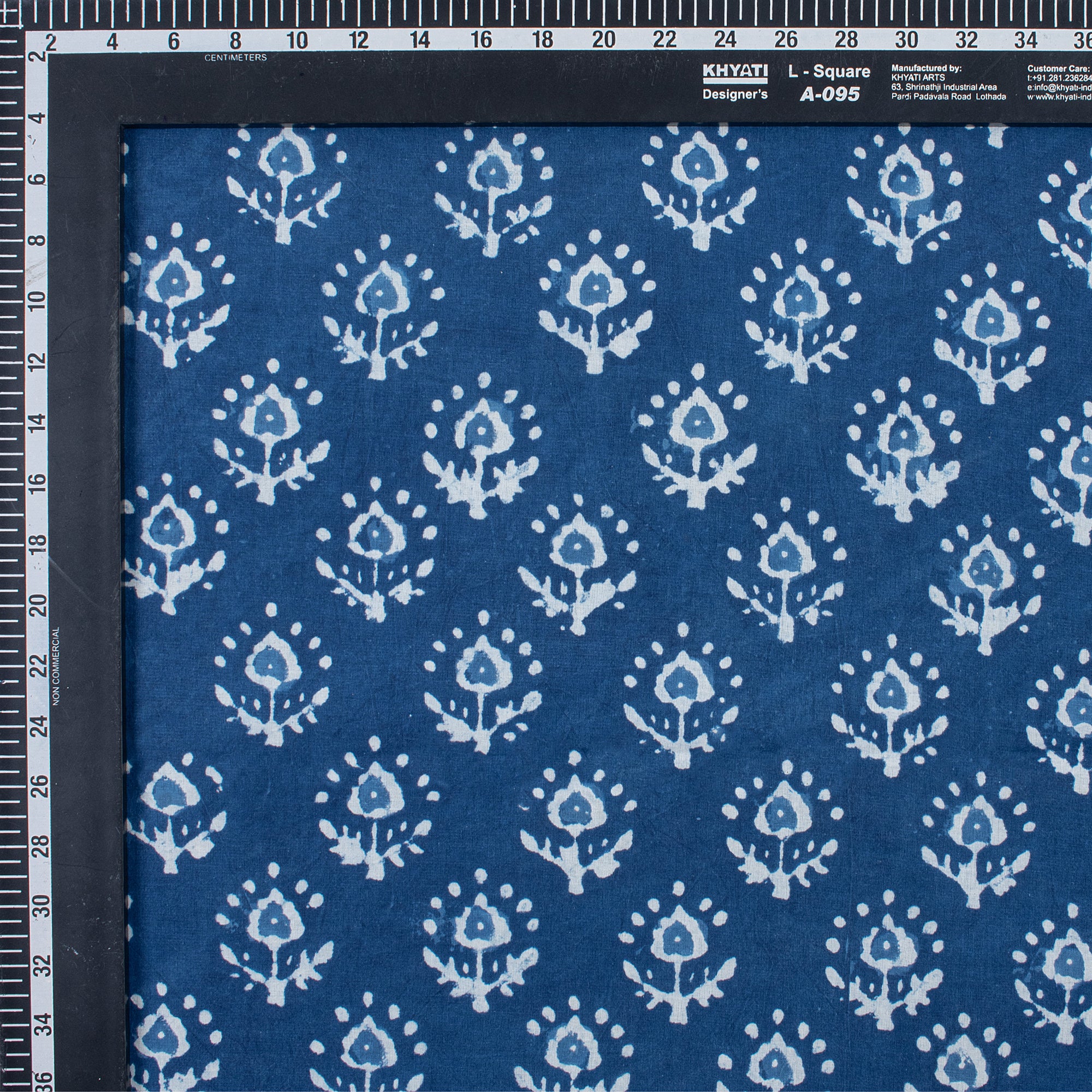 Natural Indigo Blue Booti Floral Print Cotton Women's Dress Fabric - Image 5