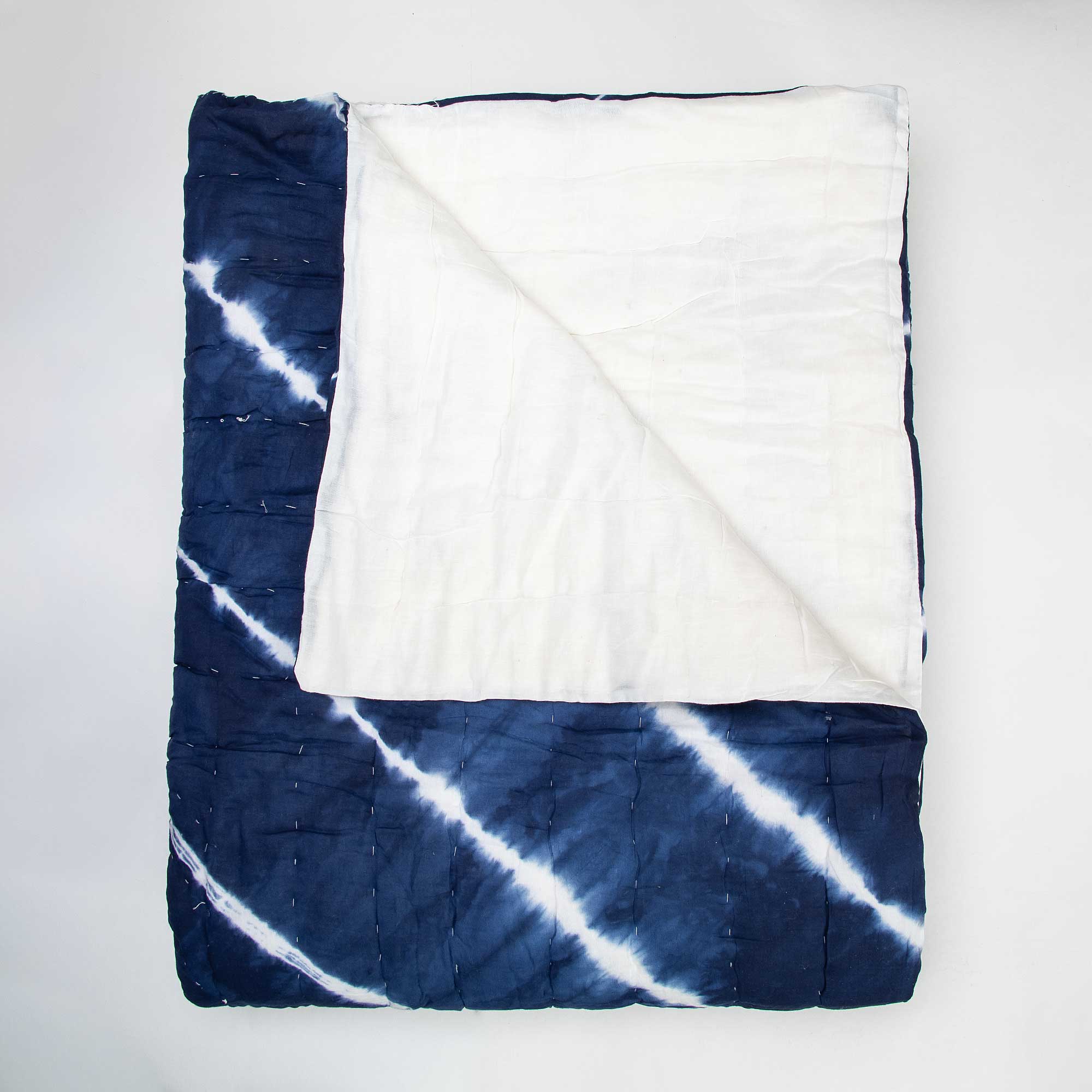 Blue Natural Tie Dye Pure Cotton Indian Jaipuri Razai Quilts - Image 3