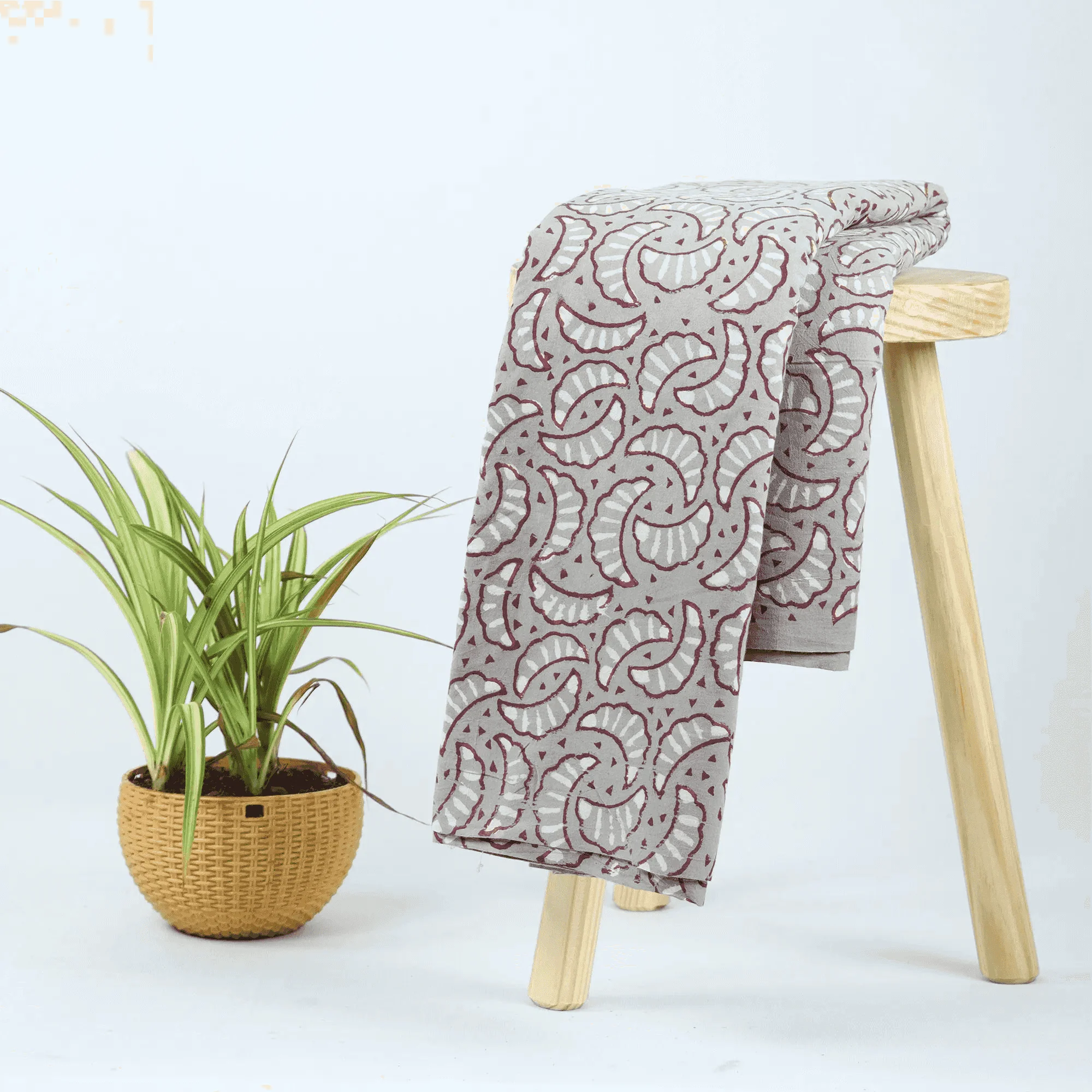 Natural Block Print Hand Dyed Pure Cotton Kashish Fabric for Kimono