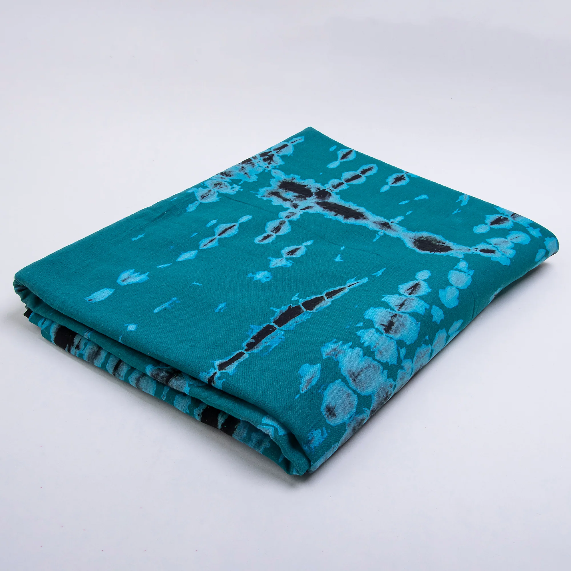 Hand Dyed Blue Indian Cotton Running Tie Dye Fabrics - Image 5