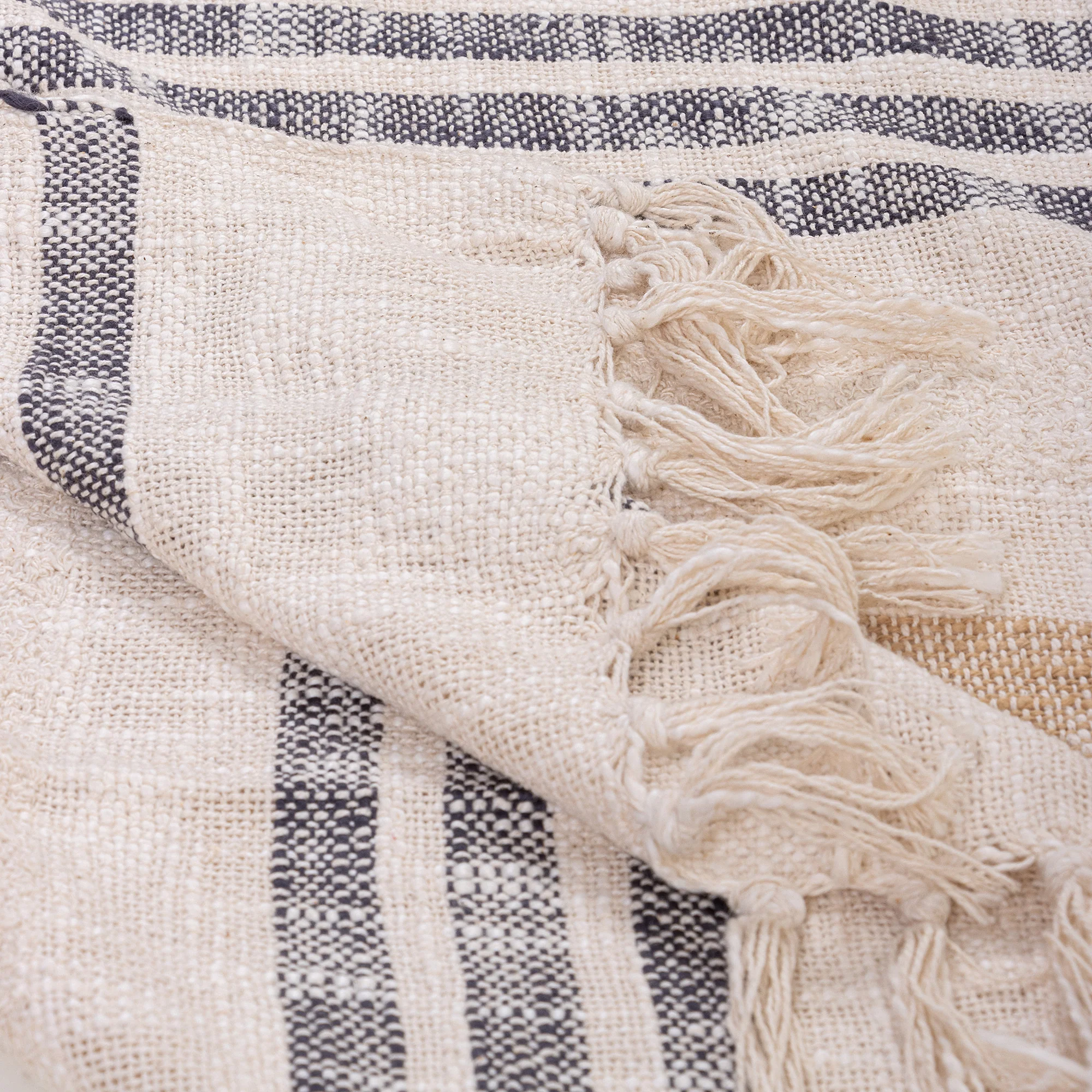 Modern Reversible Handcrafted Pure Cotton Woven Throw Blanket - Image 3