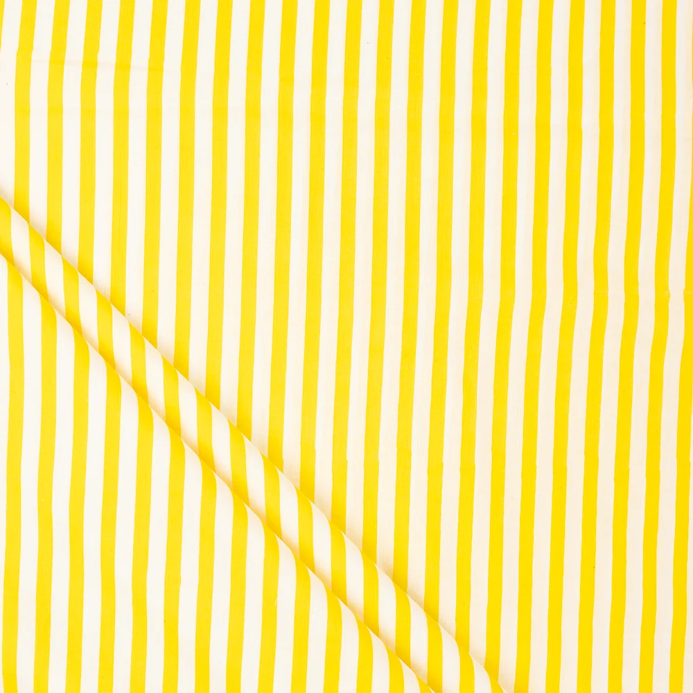Stripe Hand Block Printed Cotton Fabric