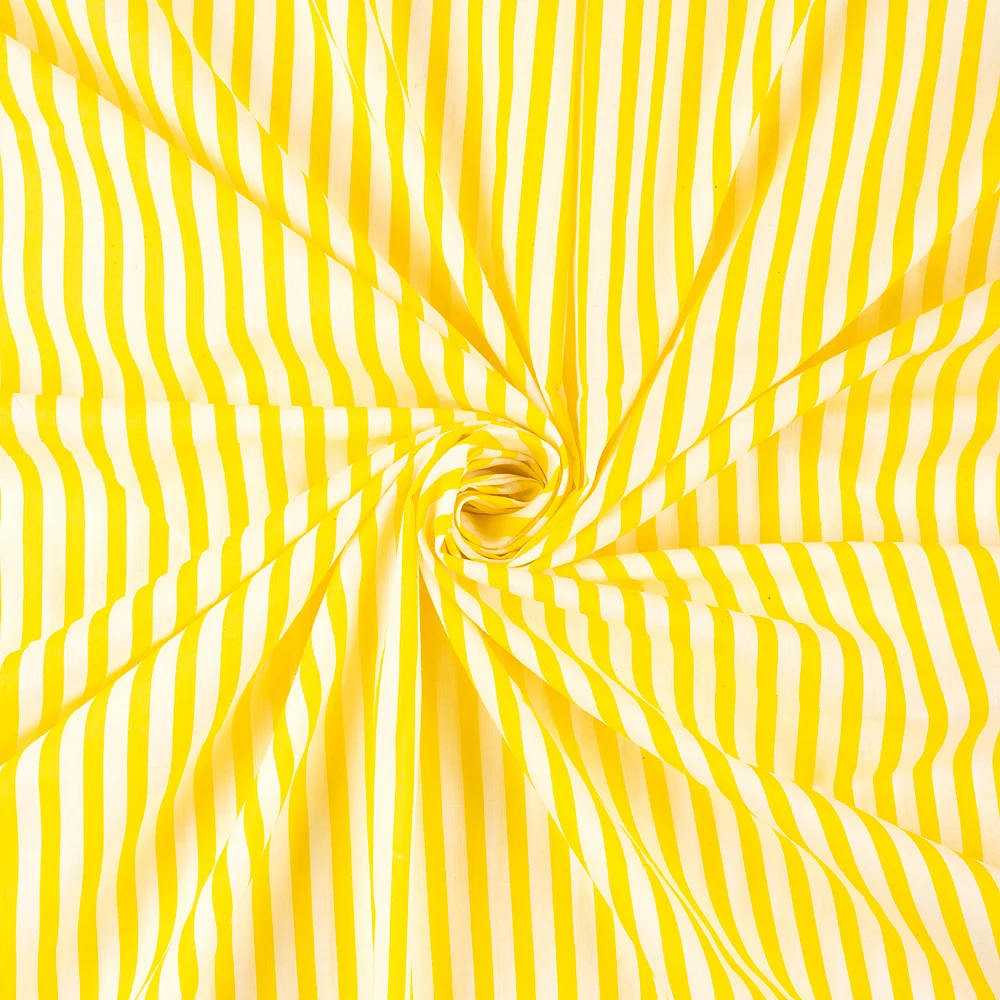 Stripe Hand Block Printed Cotton Fabric - Image 2