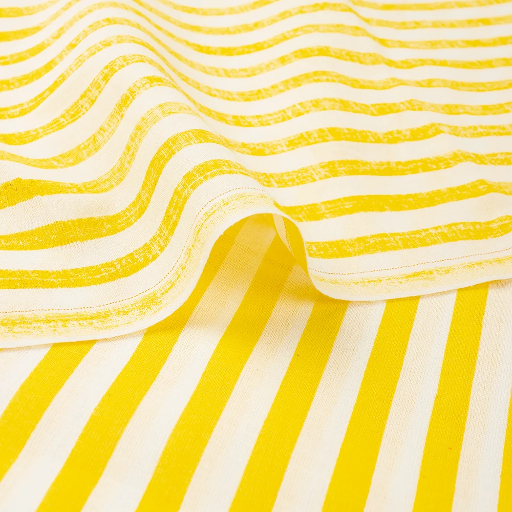 Stripe Hand Block Printed Cotton Fabric - Image 5