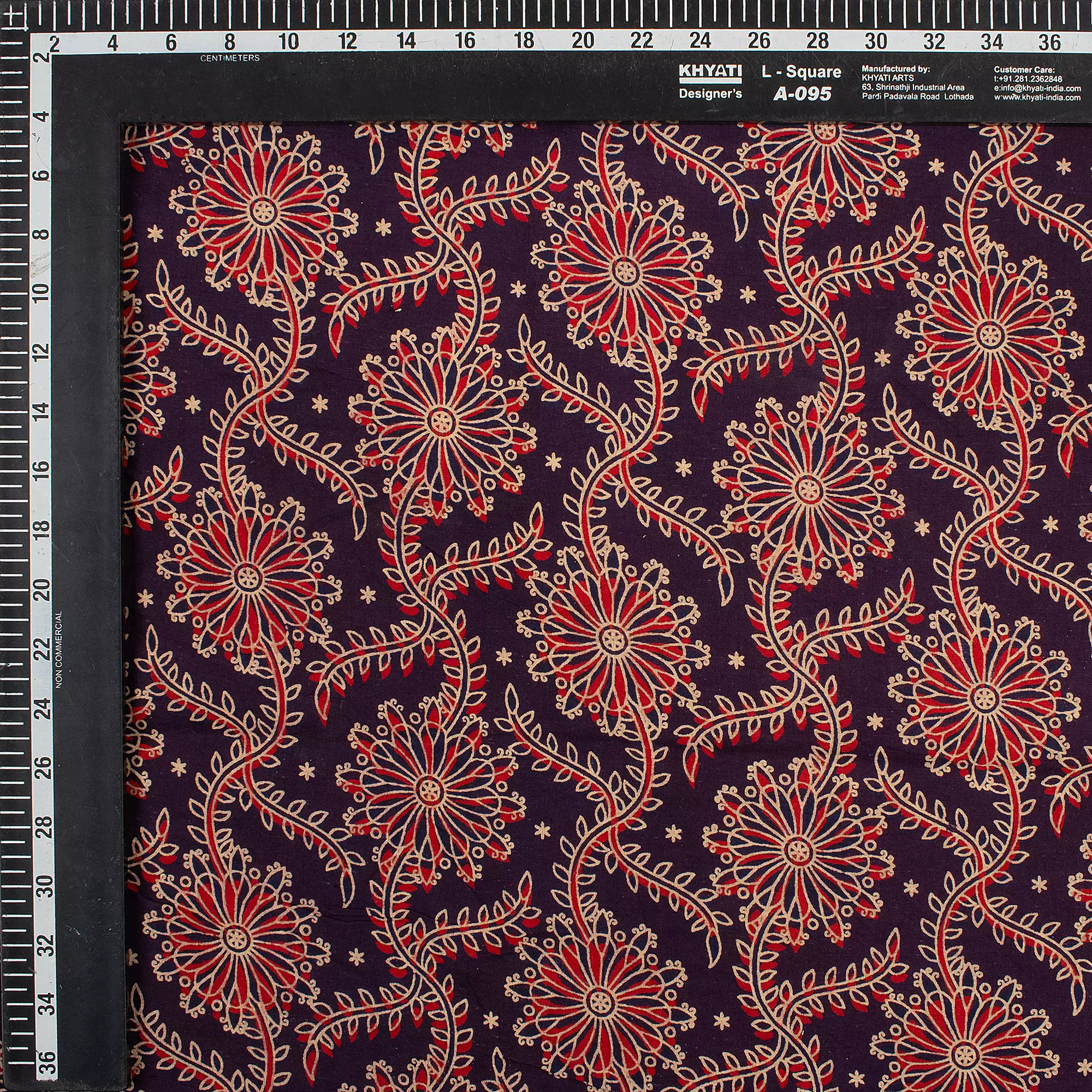 Indian Hand Block Ajrakh Floral Printed Fabric - Image 5