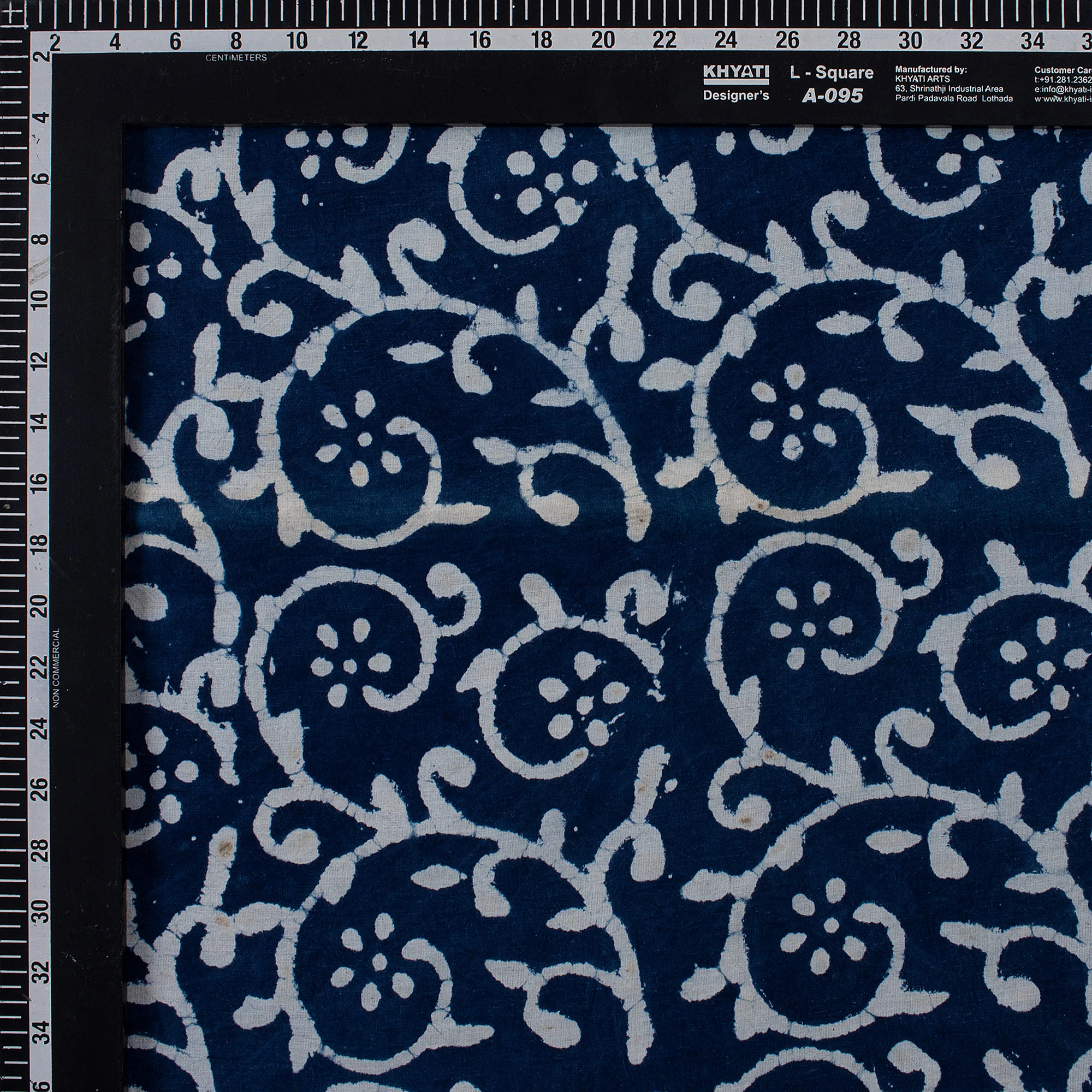 New Indigo Blue Floral Hand Block Print Fabric - Image 3