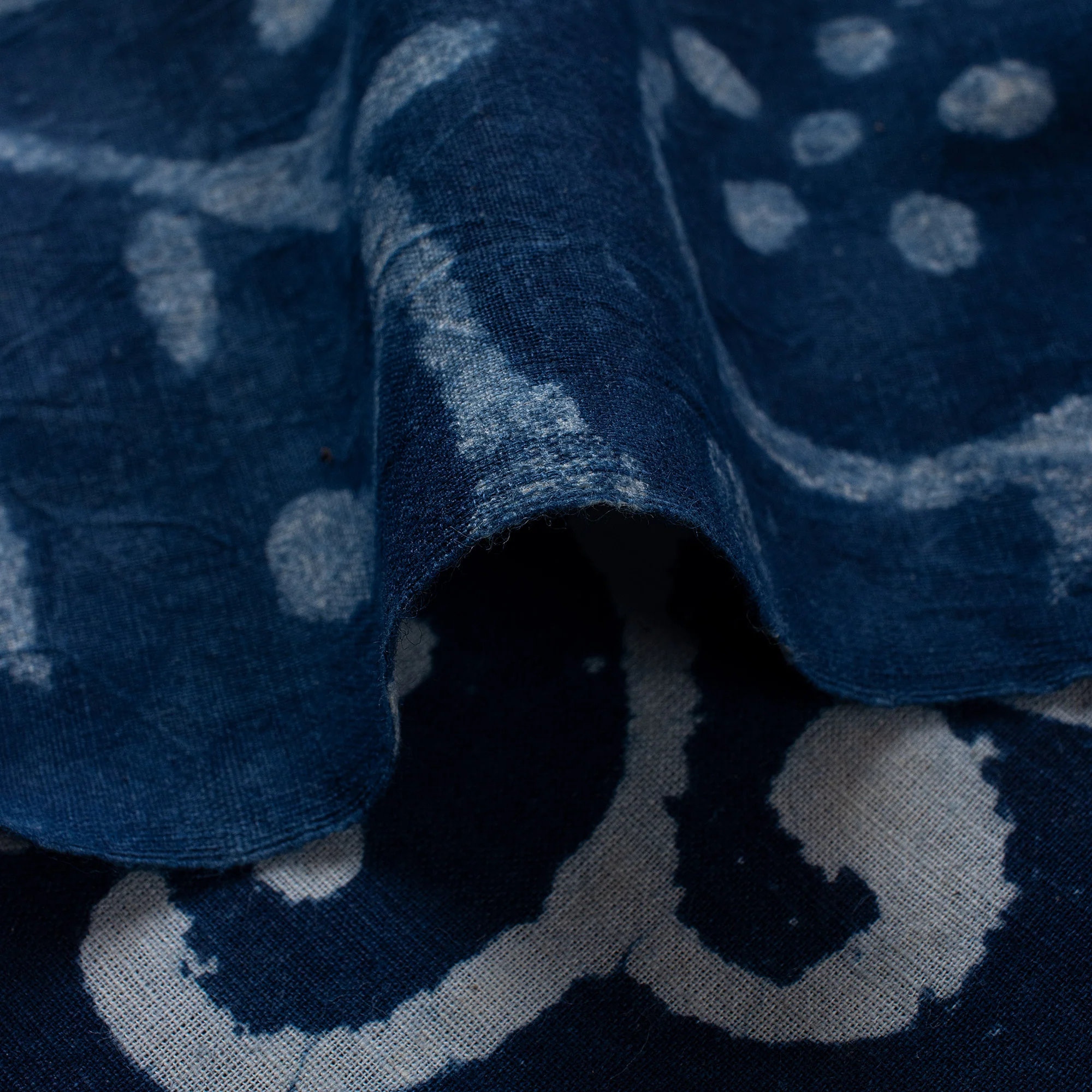 New Indigo Blue Floral Hand Block Print Fabric - Image 4